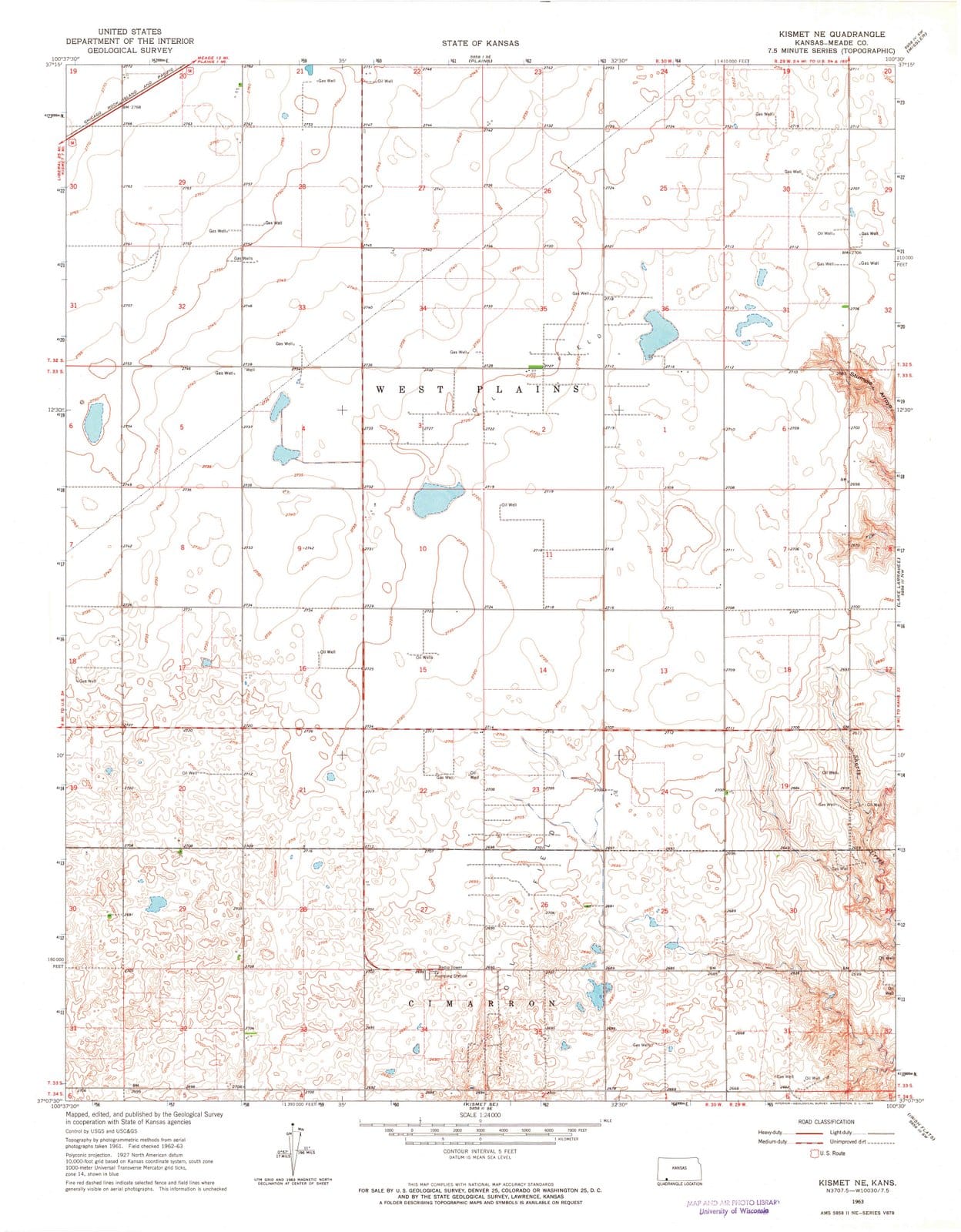 1963 Kismet, KS - Kansas - USGS Topographic Map