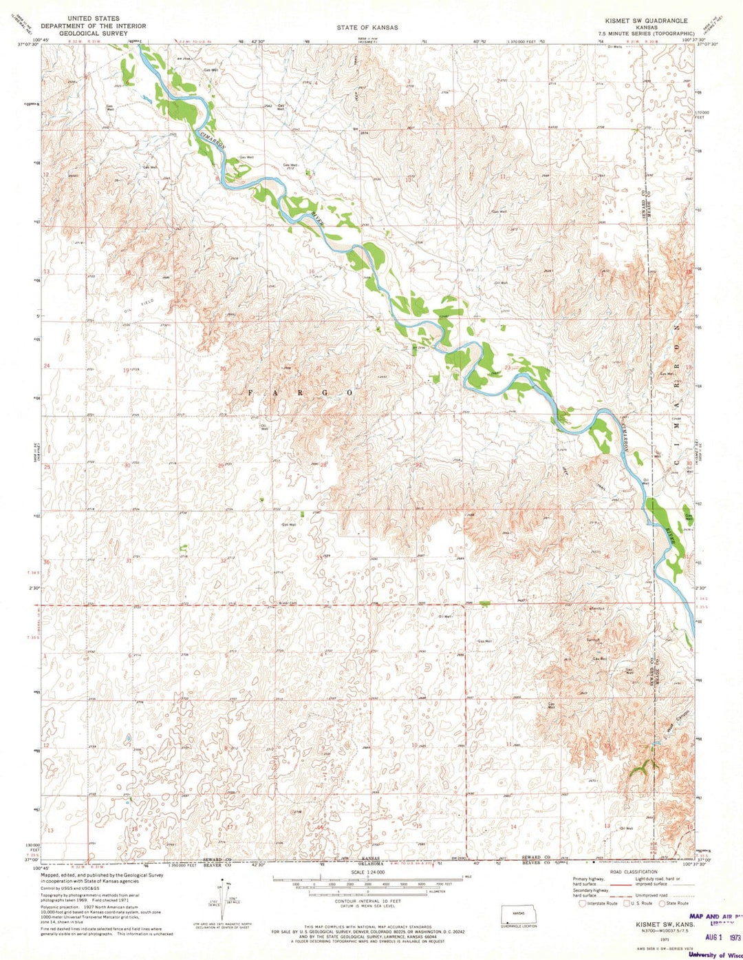 1971 Kismet, KS - Kansas - USGS Topographic Map