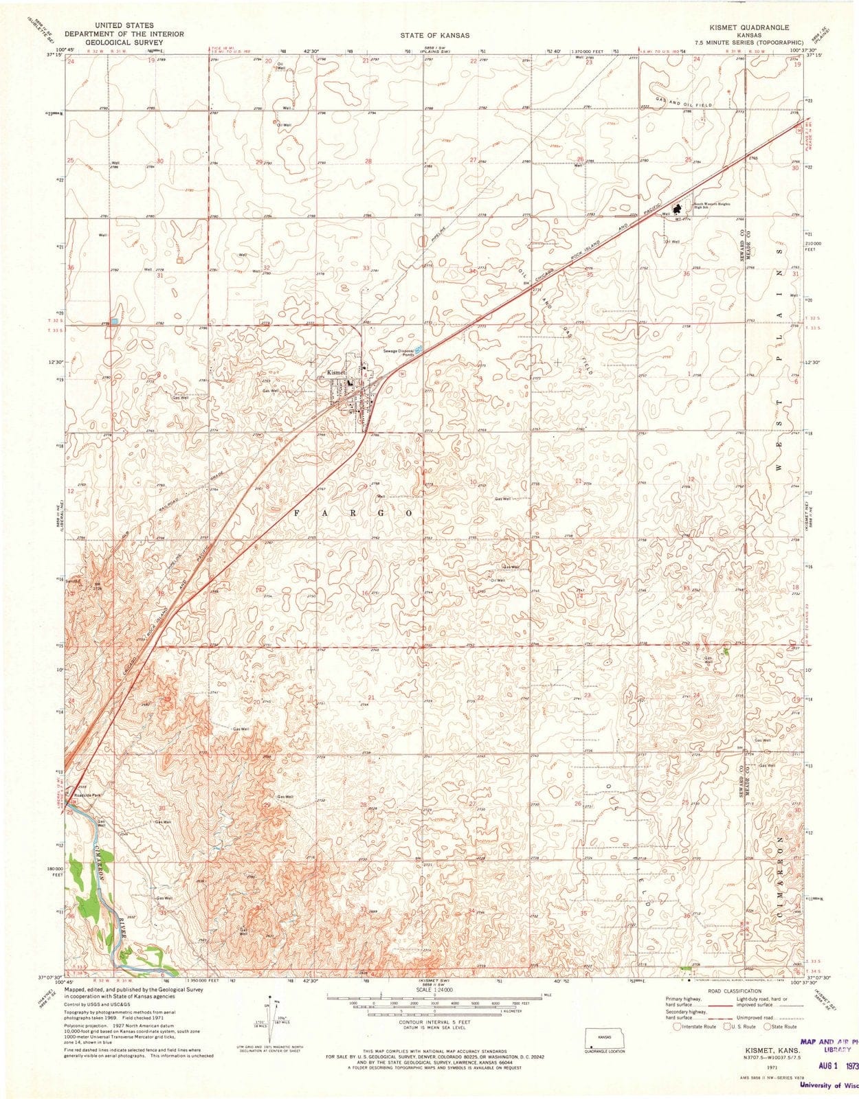 1971 Kismet, KS - Kansas - USGS Topographic Map v2