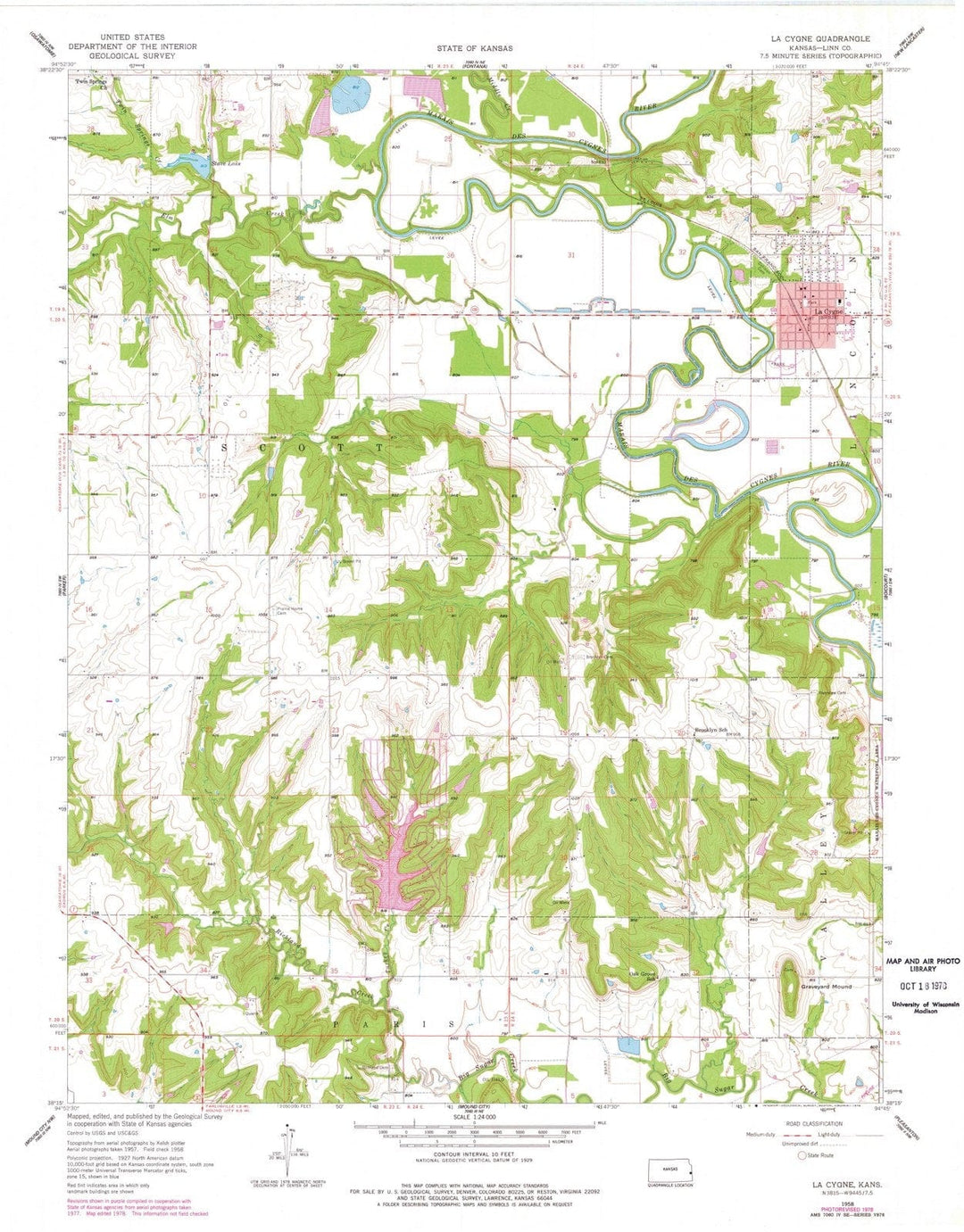 1958 La Cygne, KS - Kansas - USGS Topographic Map