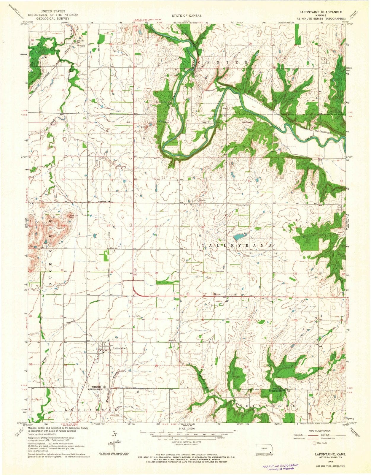 1963 Lafontaine, KS - Kansas - USGS Topographic Map