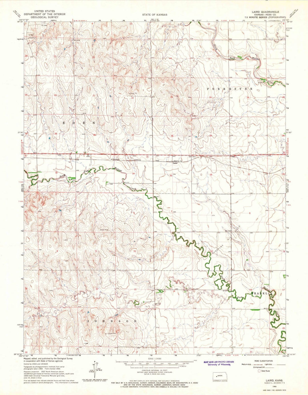 1966 Laird, KS - Kansas - USGS Topographic Map