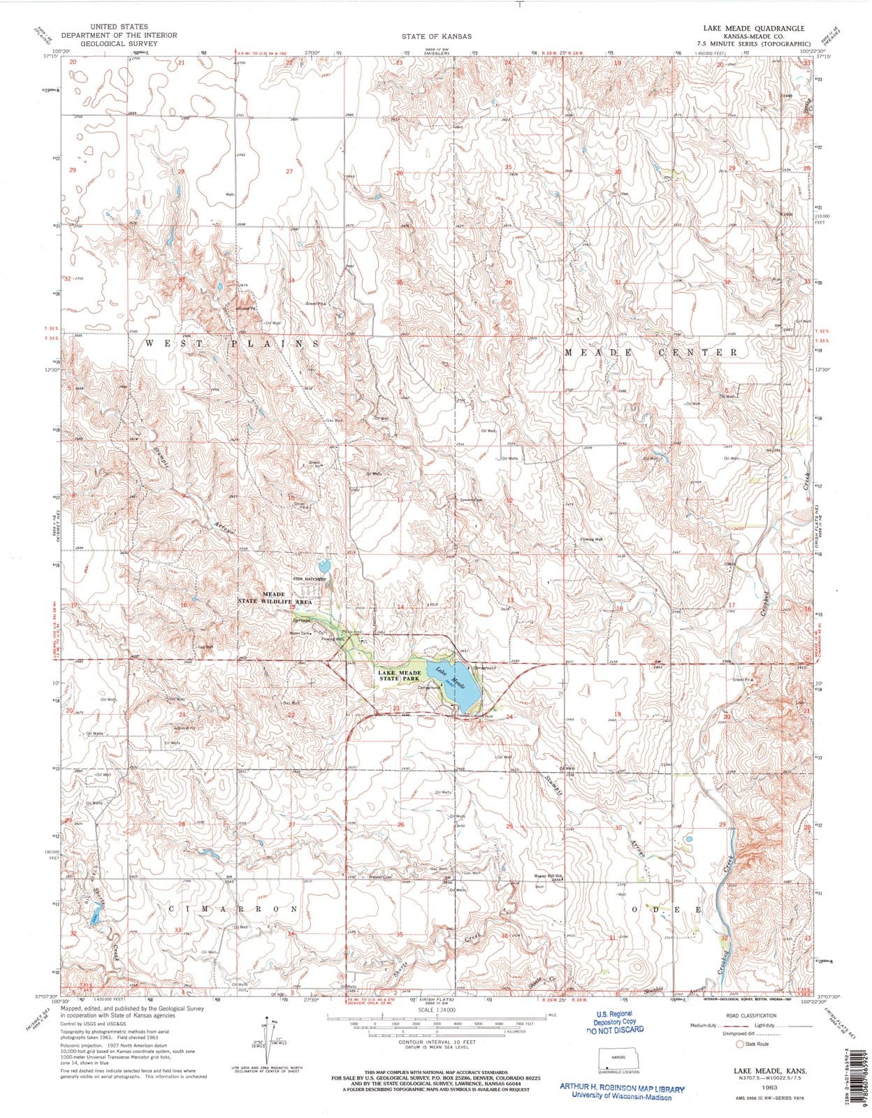 1963 Lake Meade, KS - Kansas - USGS Topographic Map