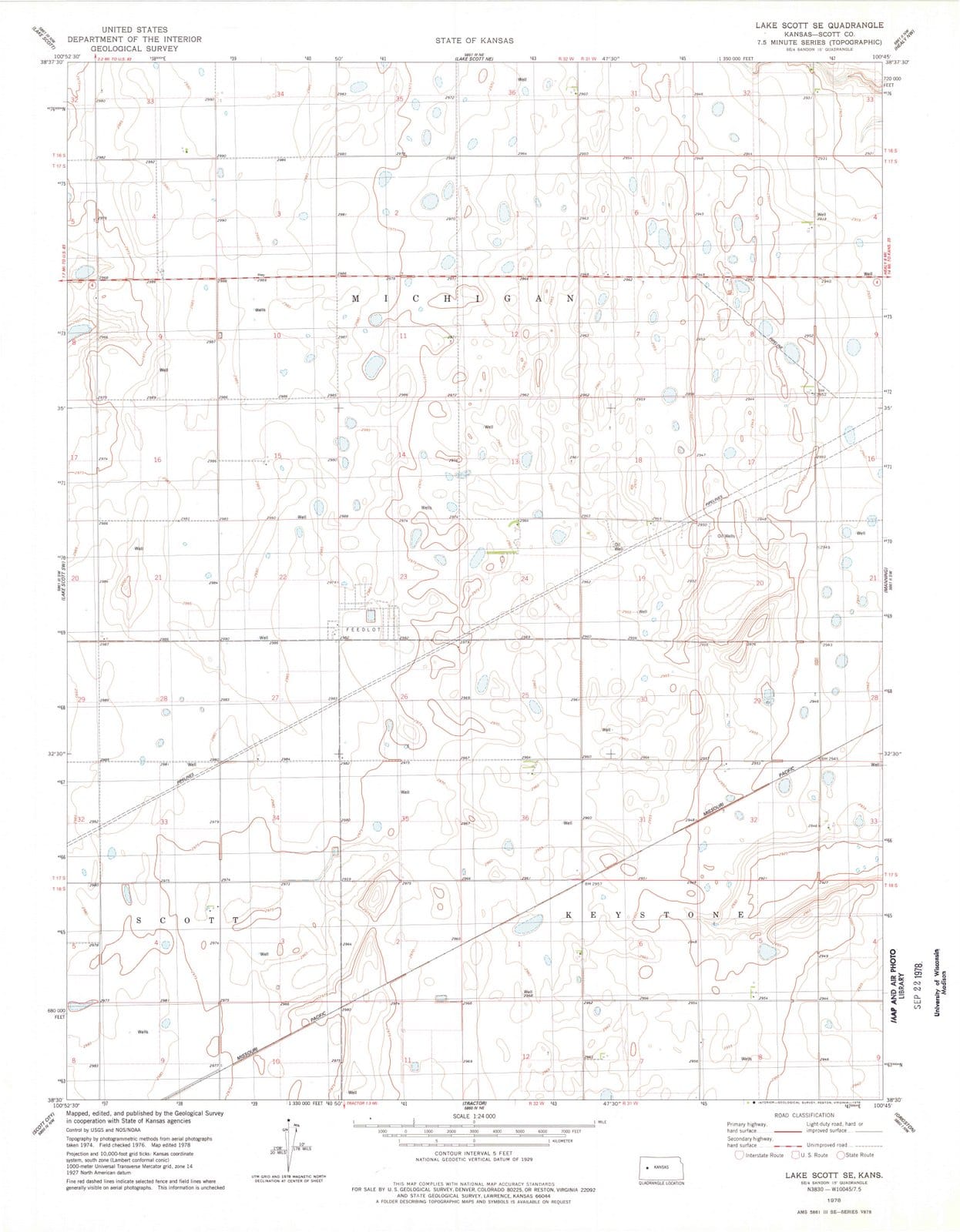 1978 Lake Scott, KS - Kansas - USGS Topographic Map