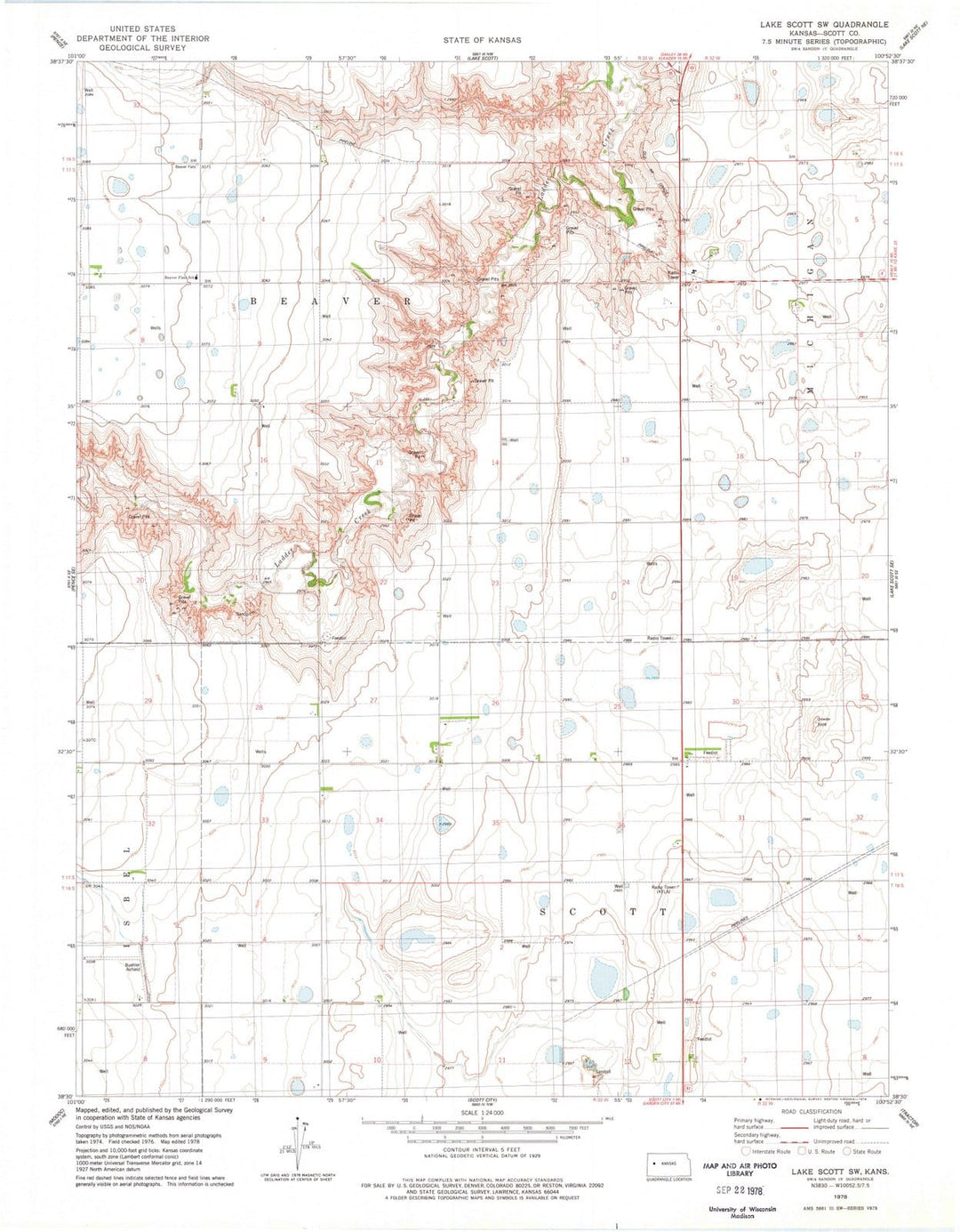 1978 Lake Scott, KS - Kansas - USGS Topographic Map v2