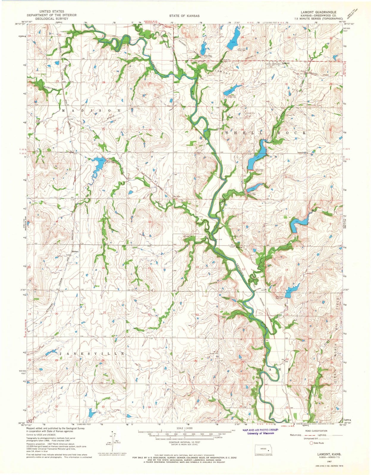 1967 Lamont, KS - Kansas - USGS Topographic Map