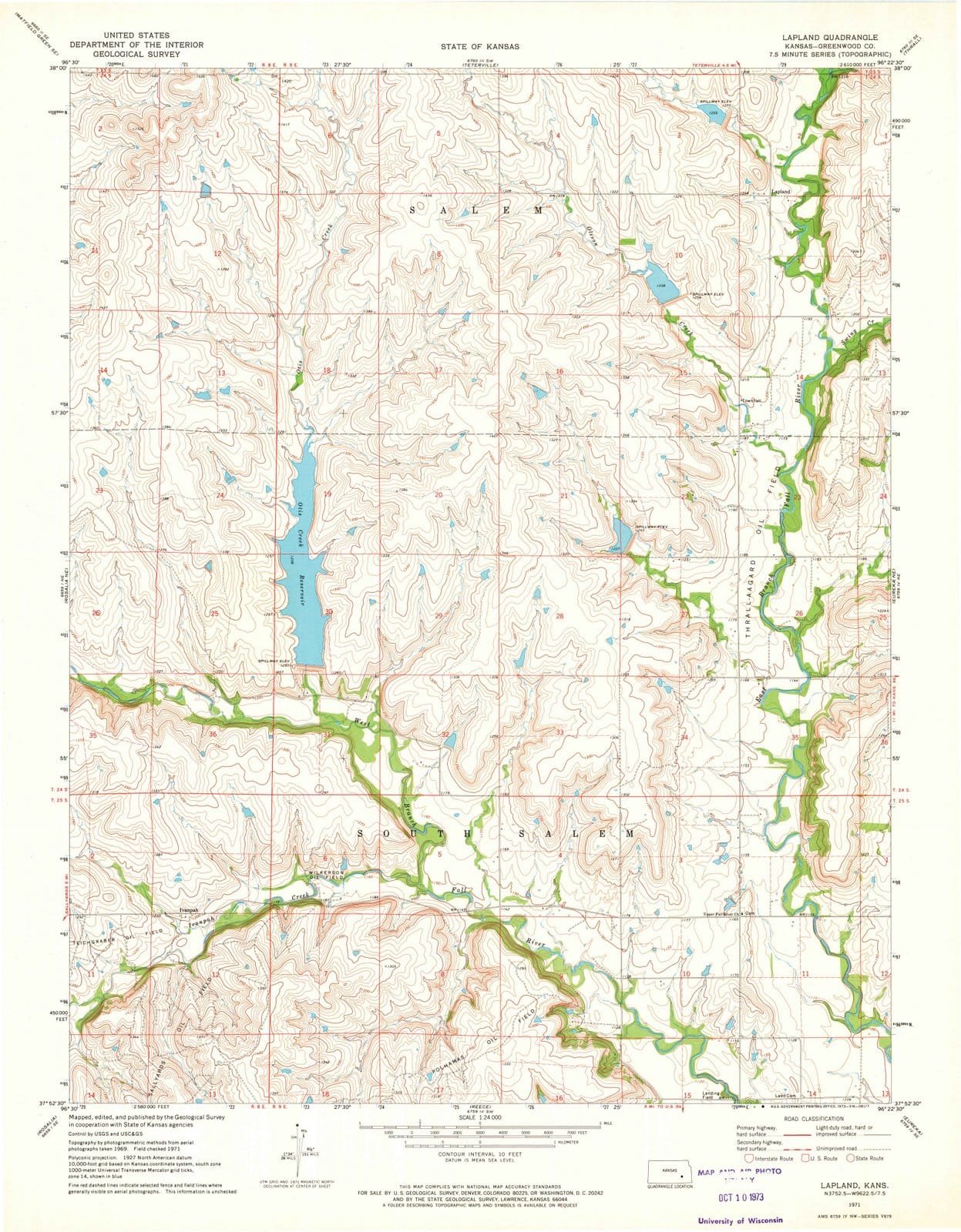 1971 Lapland, KS - Kansas - USGS Topographic Map