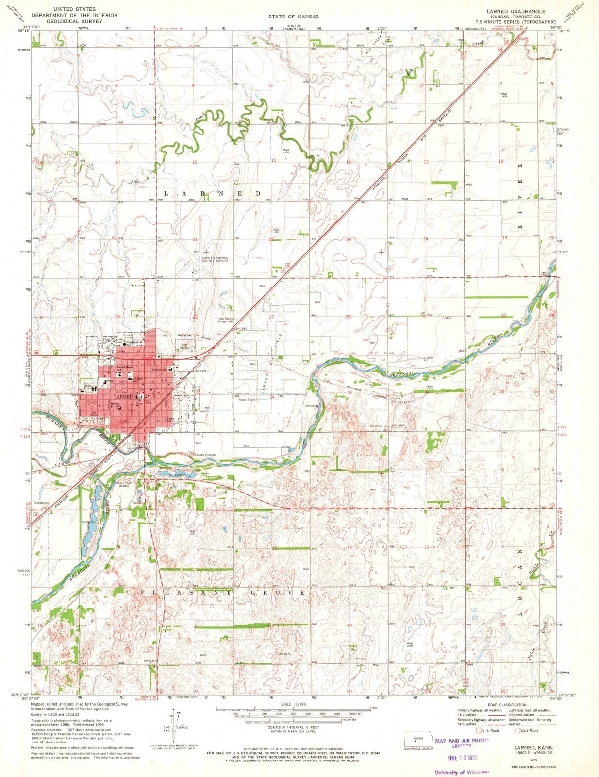 1970 Larned, KS - Kansas - USGS Topographic Map