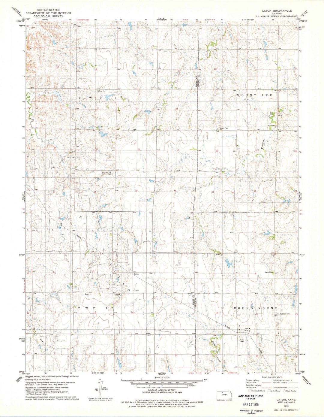 1978 Laton, KS - Kansas - USGS Topographic Map