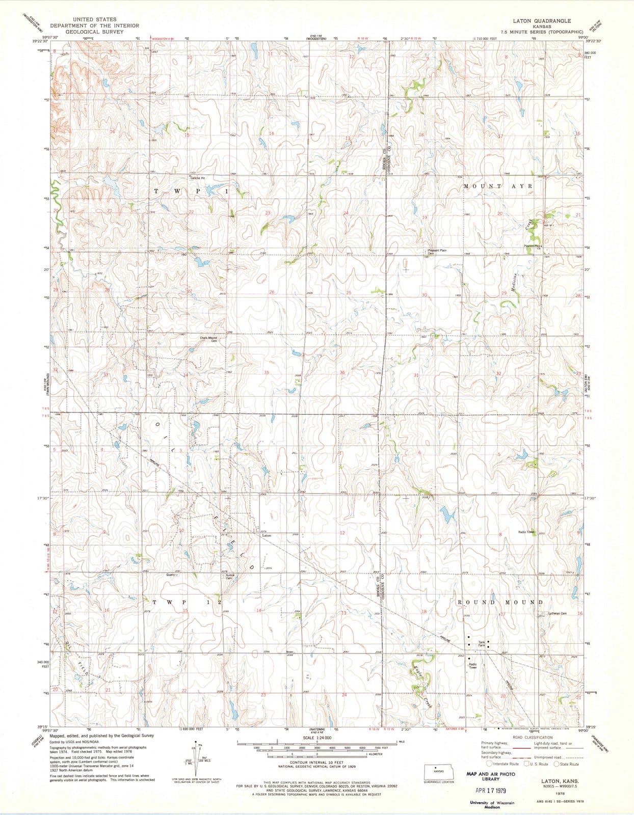 1978 Laton, KS - Kansas - USGS Topographic Map