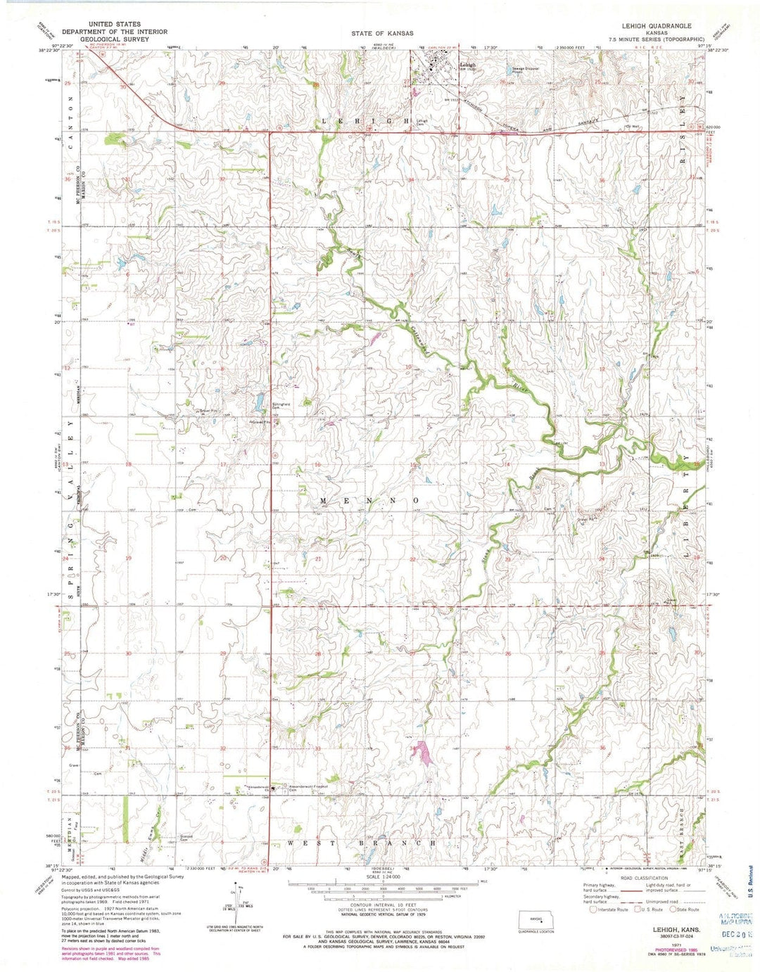 1971 Lehigh, KS - Kansas - USGS Topographic Map