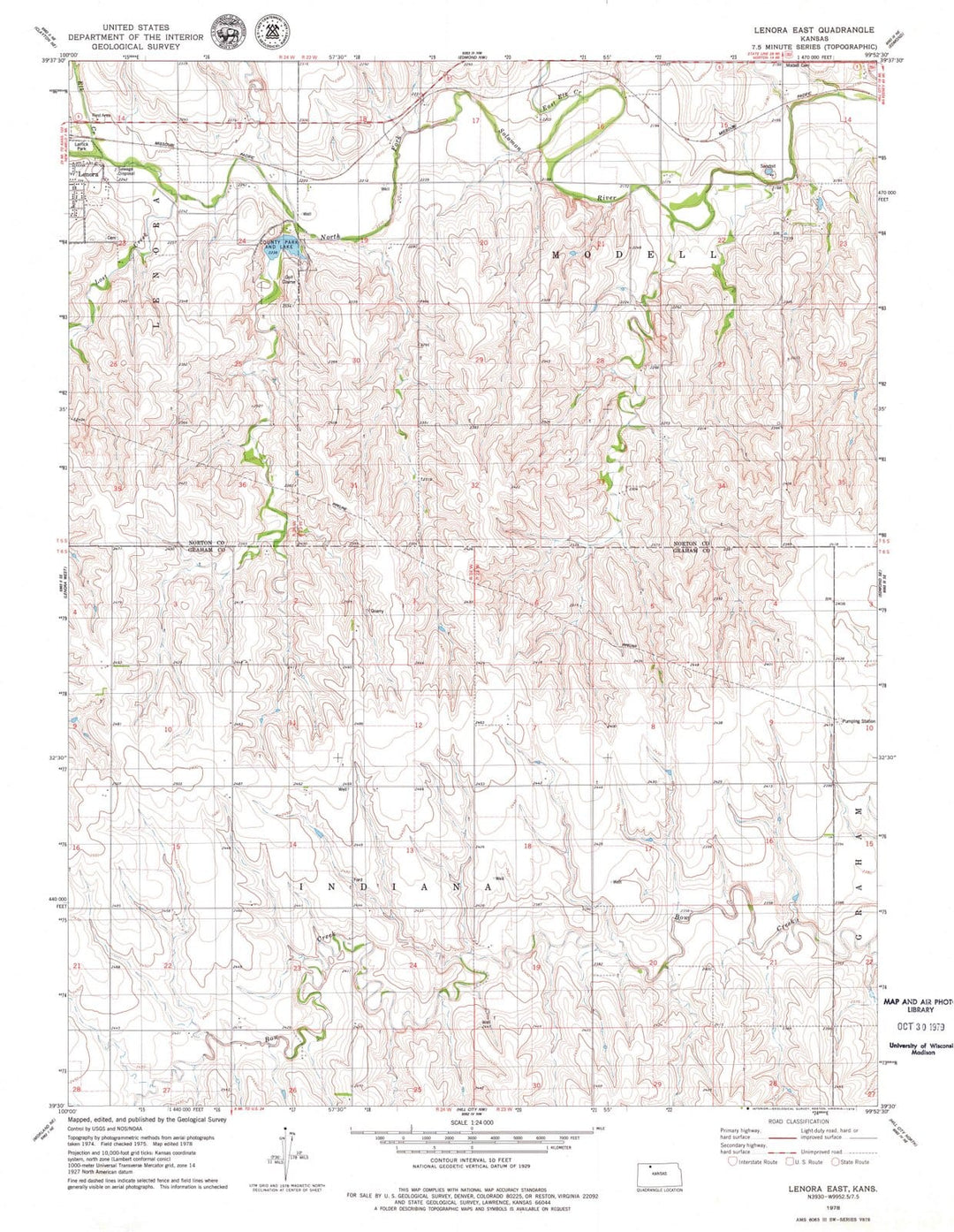 1978 Lenora East, KS - Kansas - USGS Topographic Map