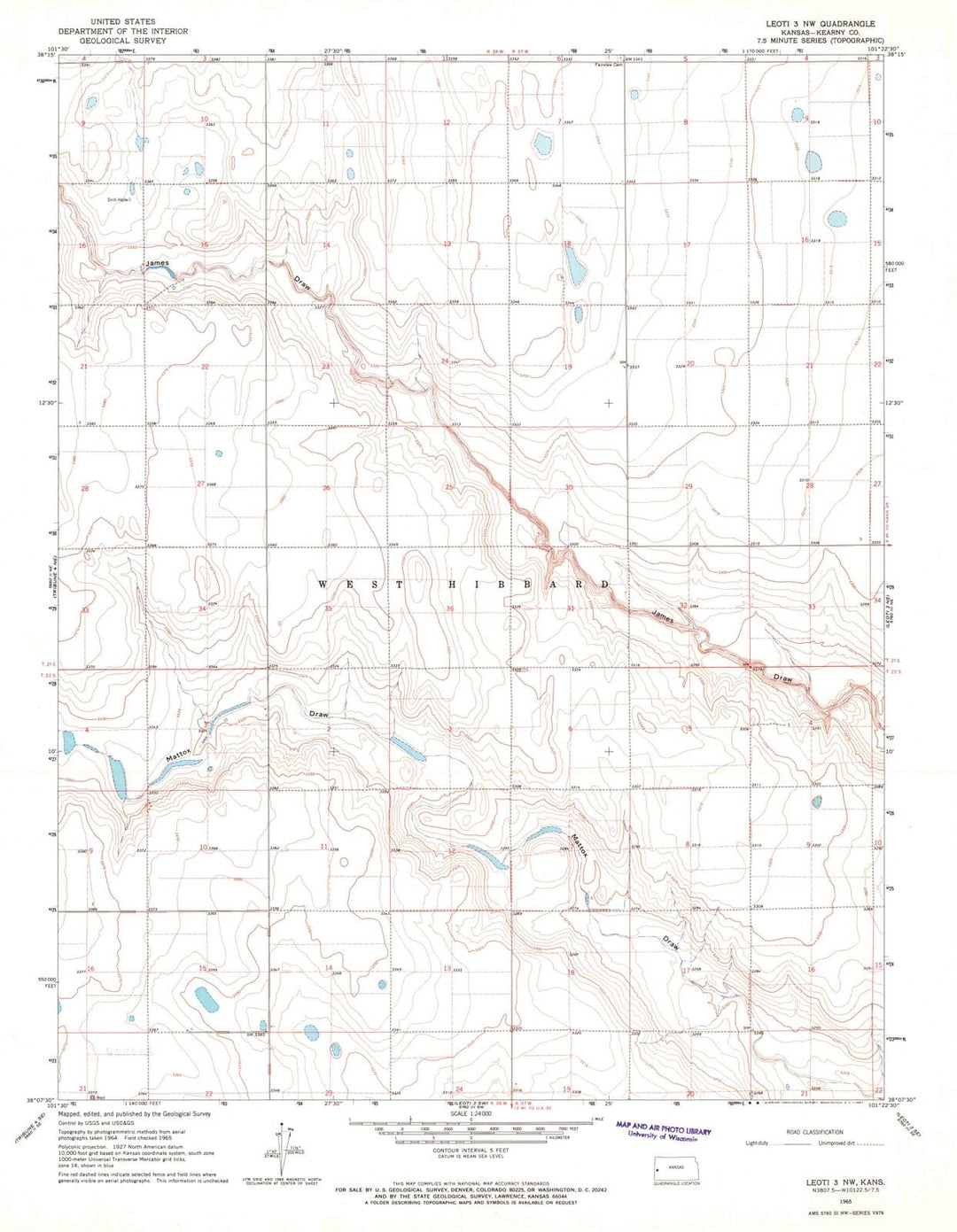 1965 Leoti 3, KS - Kansas - USGS Topographic Map v2