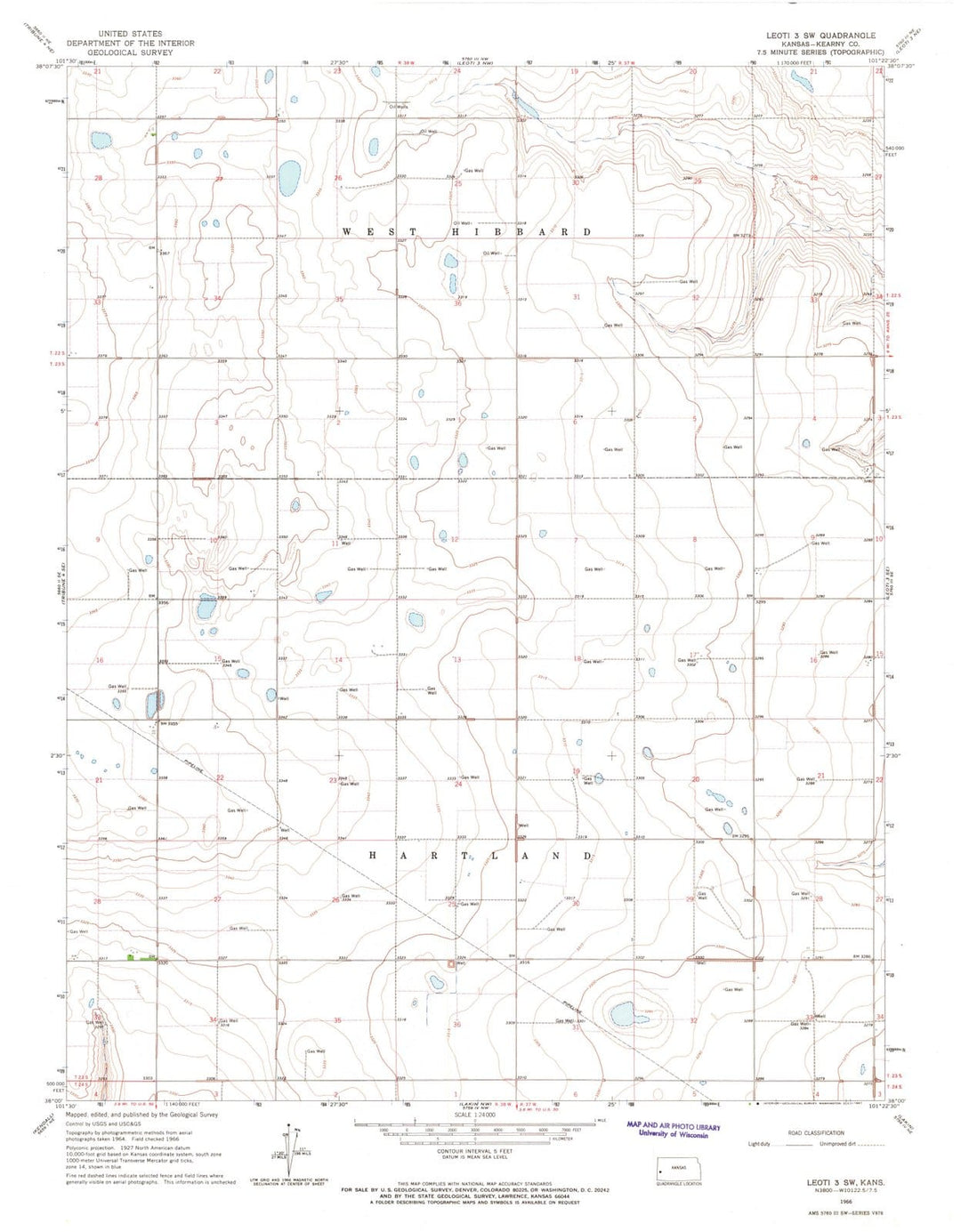 1966 Leoti 3, KS - Kansas - USGS Topographic Map v2