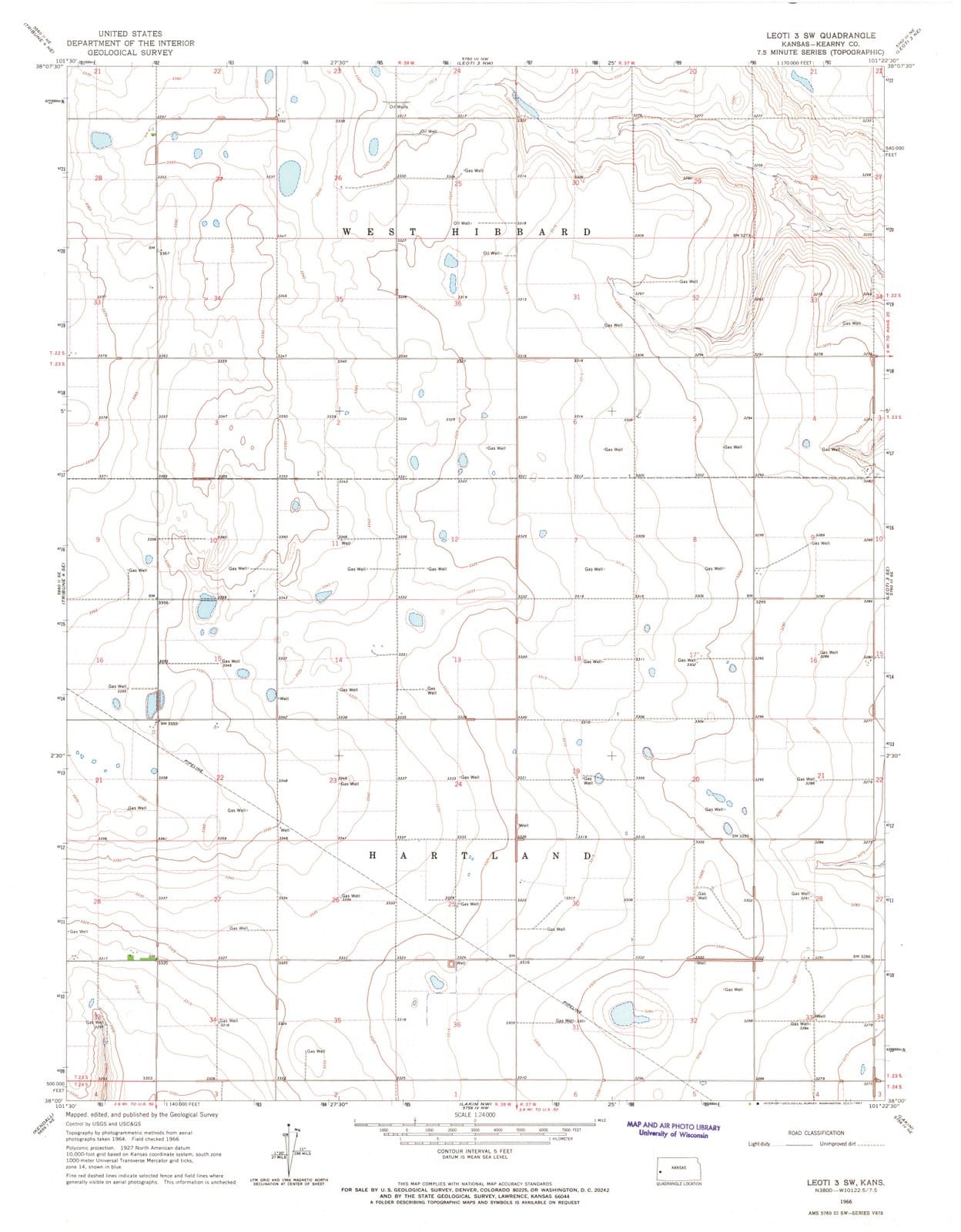 1966 Leoti 3, KS - Kansas - USGS Topographic Map v2