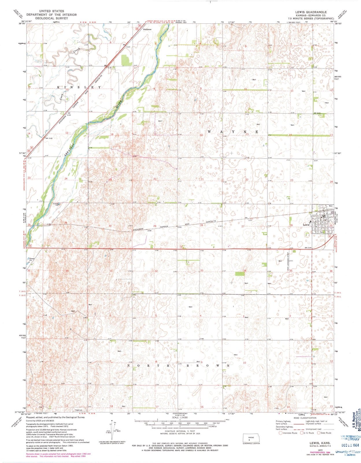 1972 Lewis, KS - Kansas - USGS Topographic Map