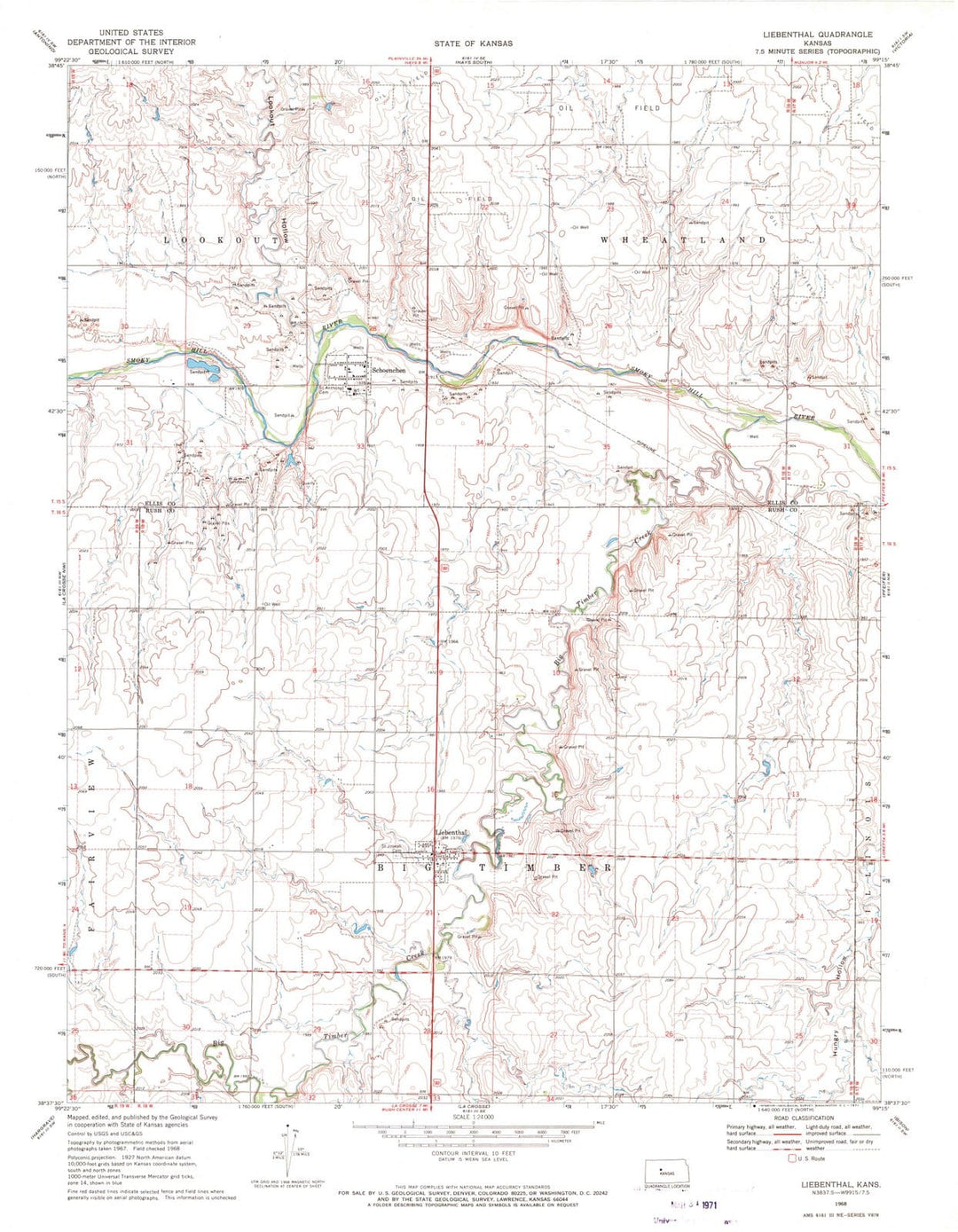 1968 Liebenthal, KS - Kansas - USGS Topographic Map