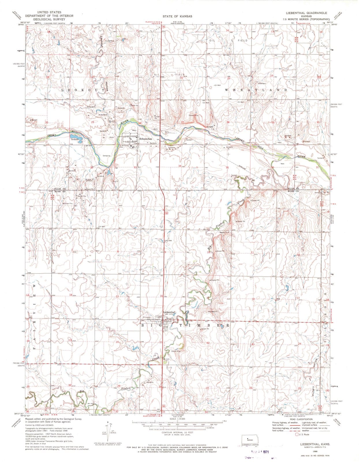 1968 Liebenthal, KS - Kansas - USGS Topographic Map