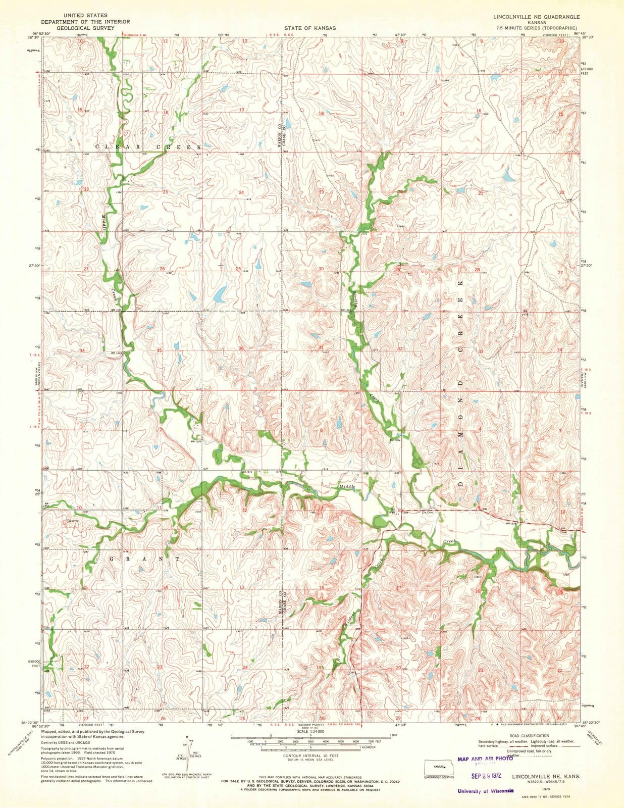 1970 Lincolnville, KS - Kansas - USGS Topographic Map