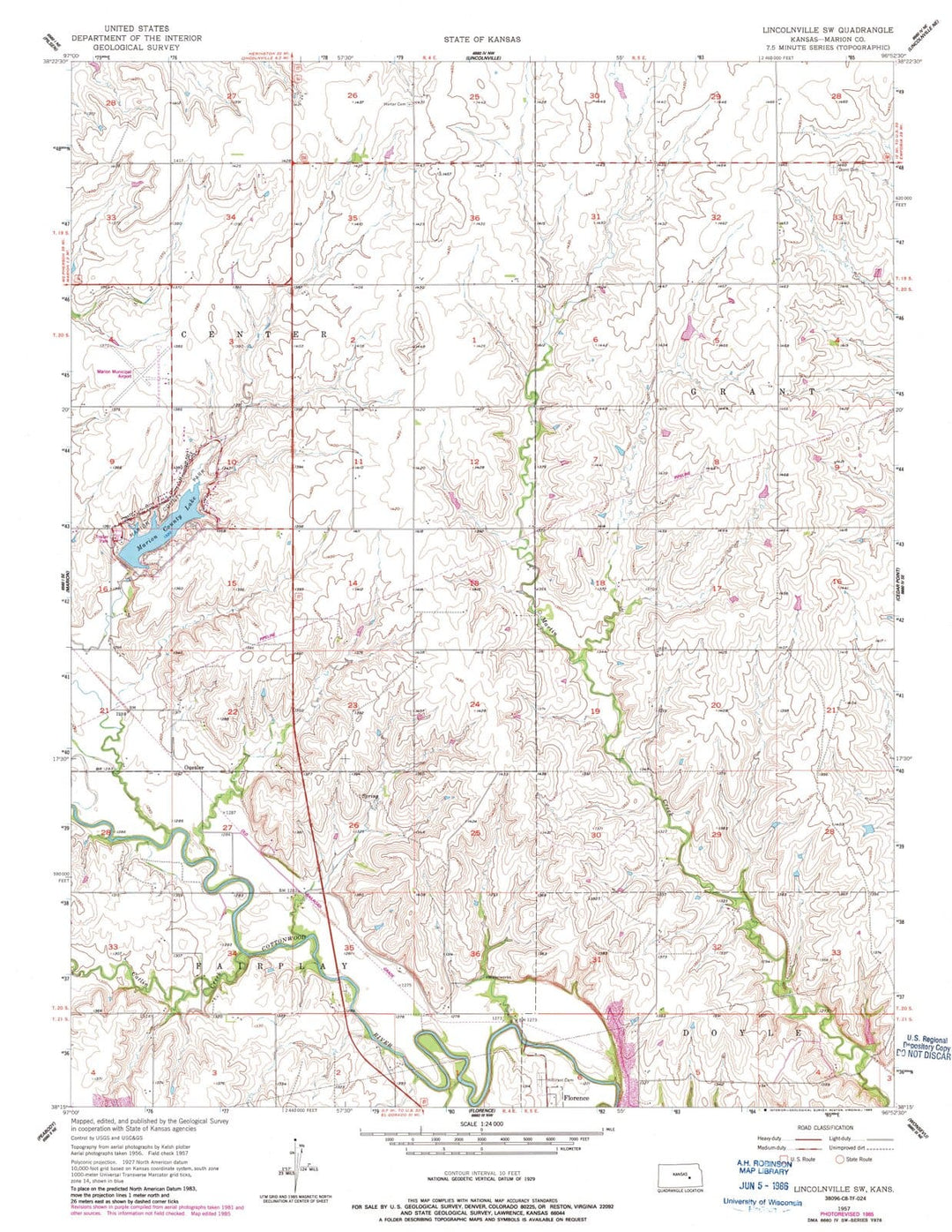 1957 Lincolnville, KS - Kansas - USGS Topographic Map