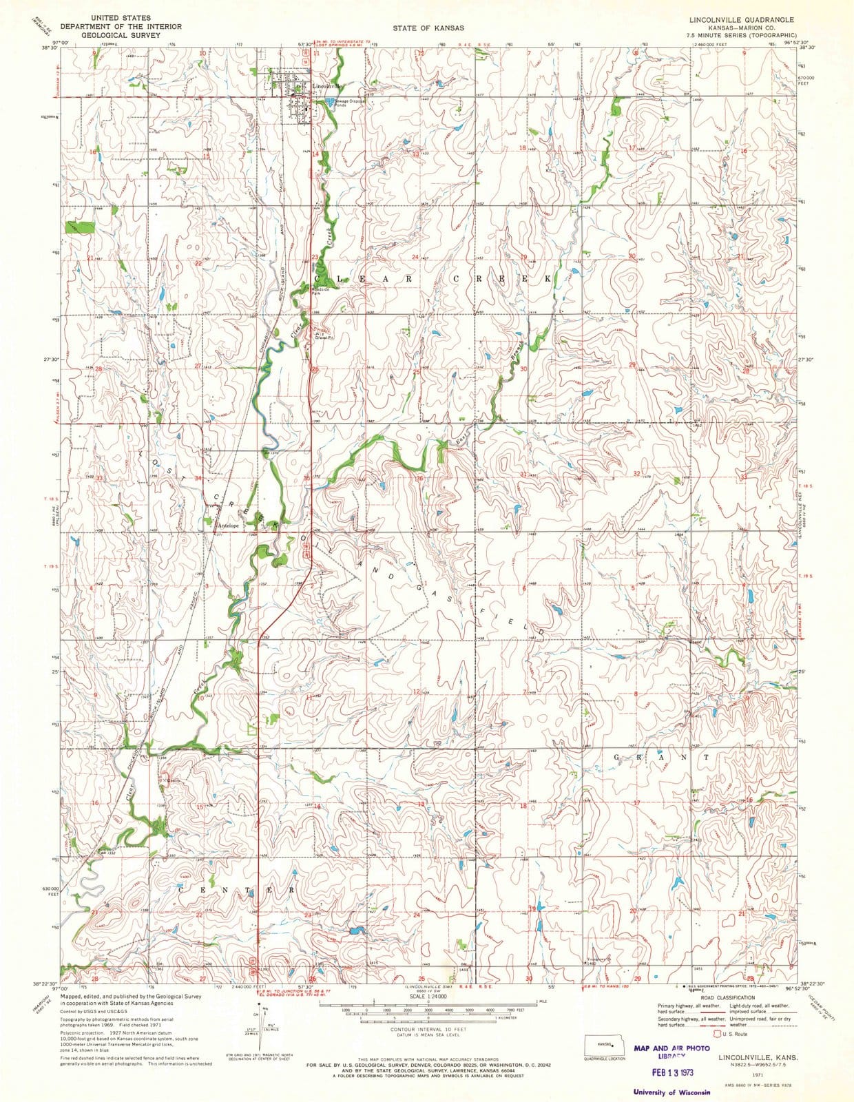 1971 Lincolnville, KS - Kansas - USGS Topographic Map