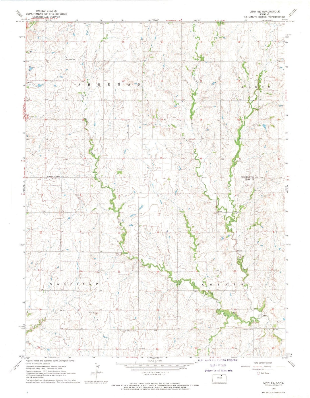 1968 Linn, KS - Kansas - USGS Topographic Map