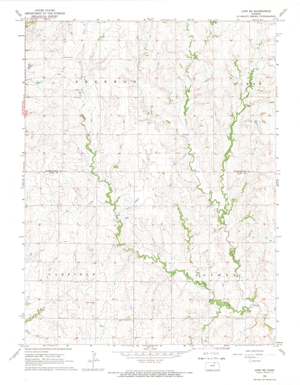 1968 Linn, KS - Kansas - USGS Topographic Map