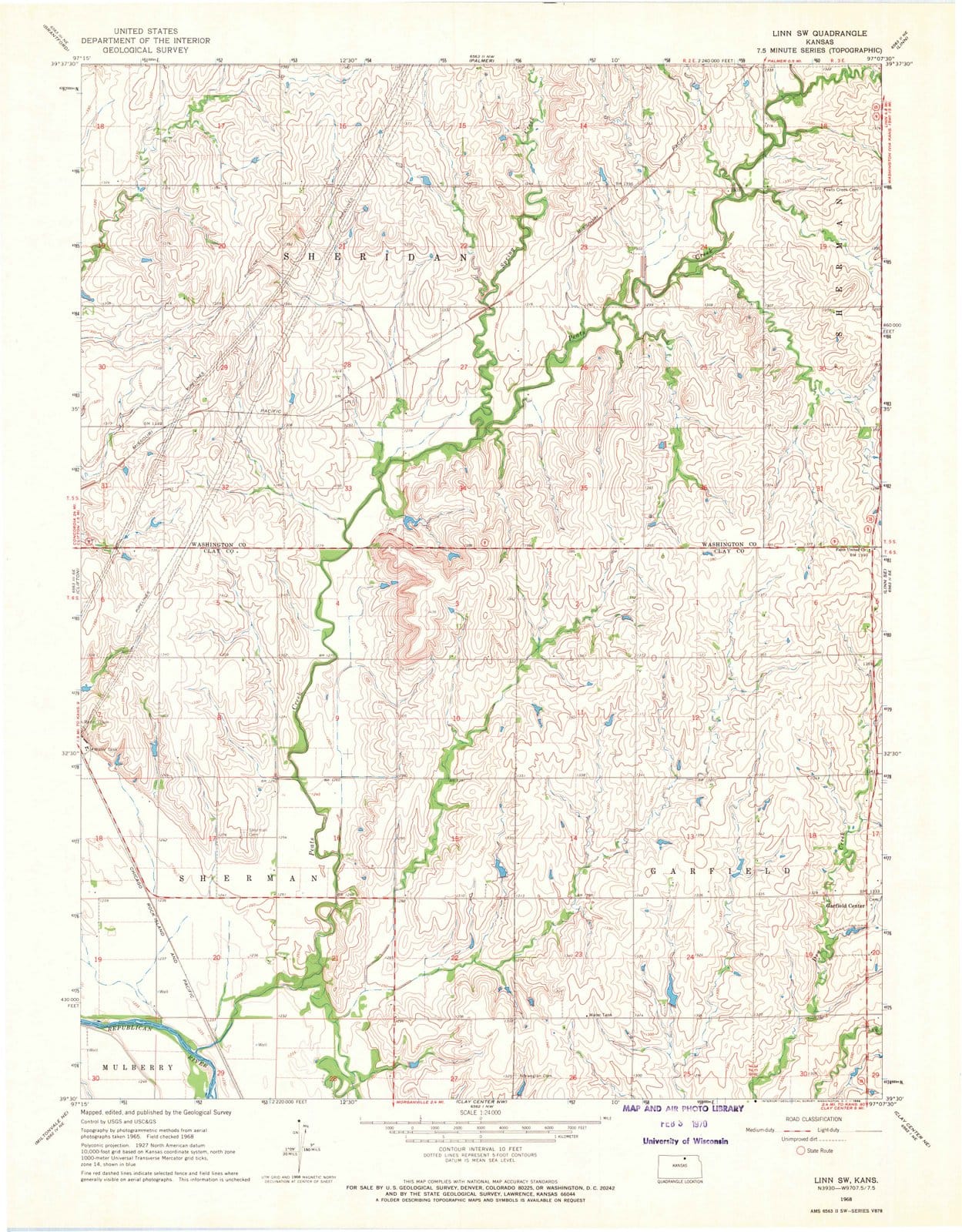 1968 Linn, KS - Kansas - USGS Topographic Map v2