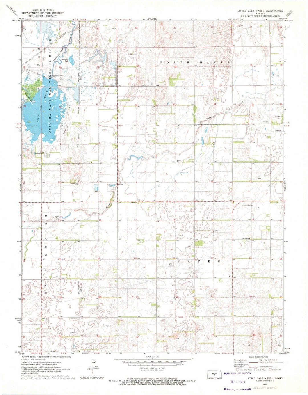 1971 Little Salt Marsh, KS - Kansas - USGS Topographic Map