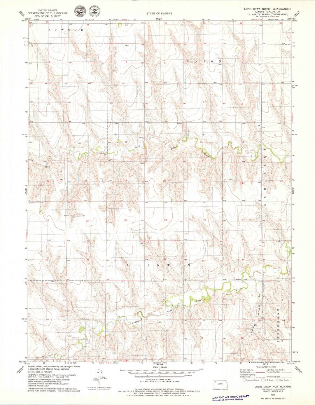 1978 Longraw North, KS - Kansas - USGS Topographic Map