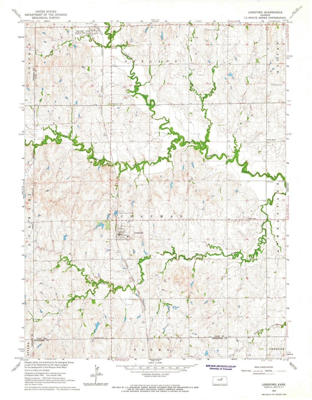 1965 Longford, KS - Kansas - USGS Topographic Map