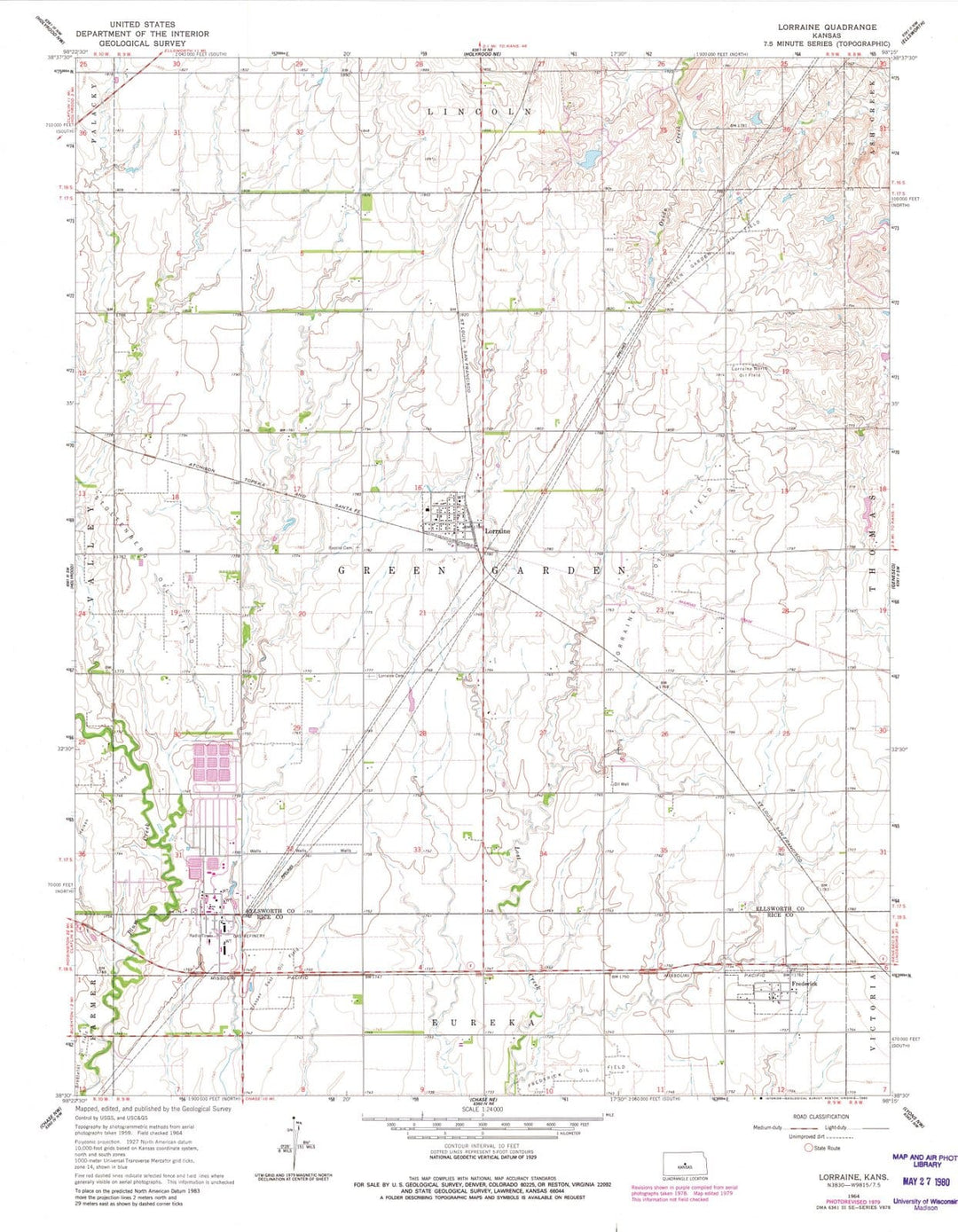 1964 Lorraine, KS - Kansas - USGS Topographic Map