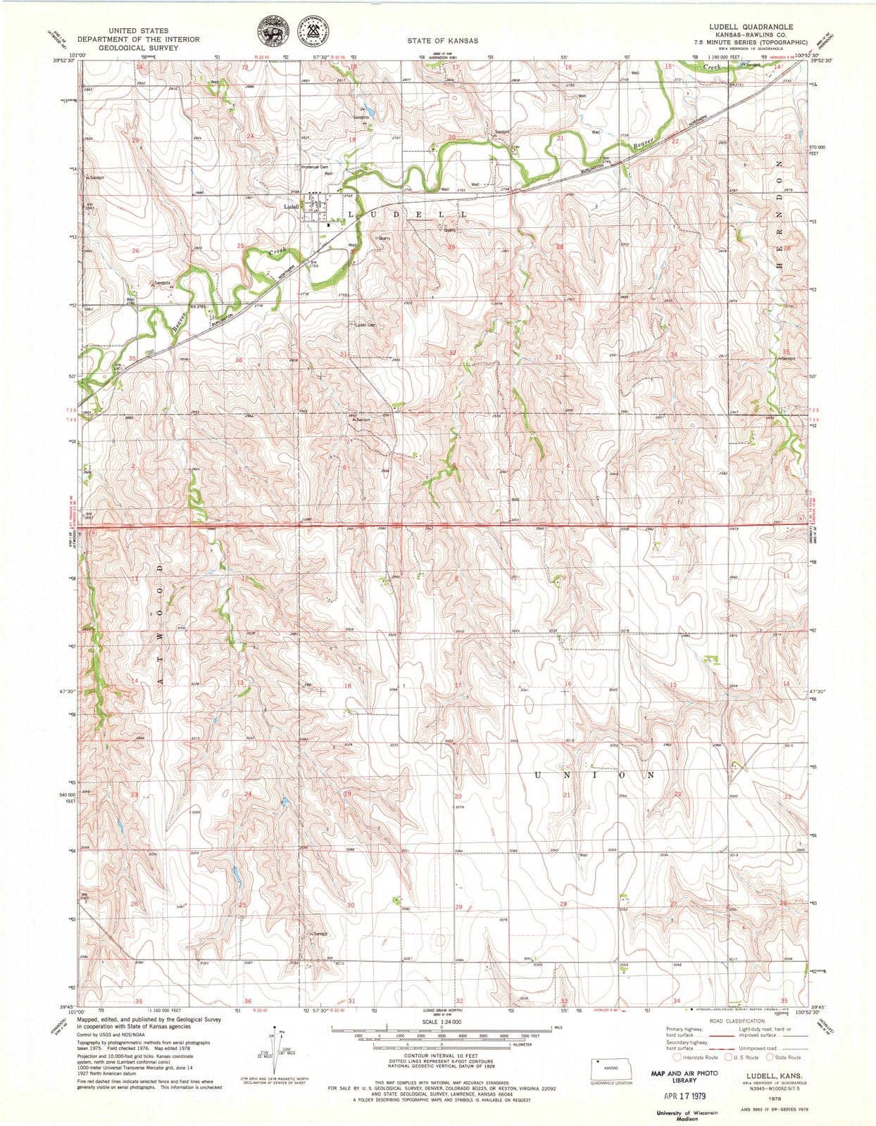 1978 Ludell, KS - Kansas - USGS Topographic Map