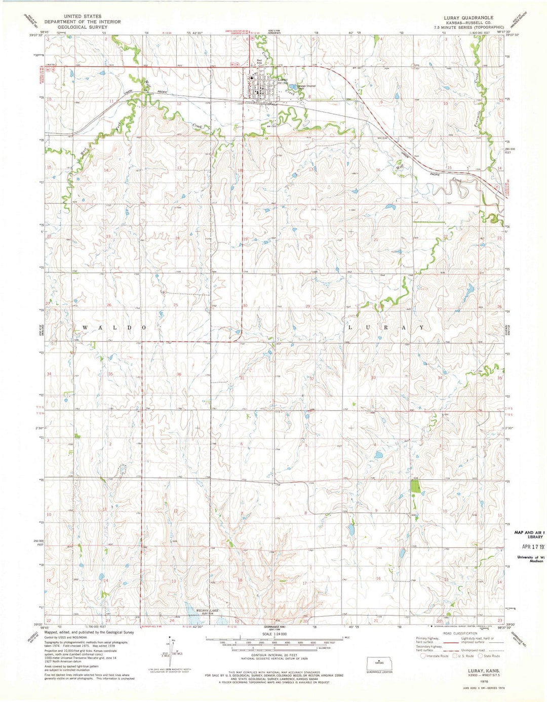 1978 Luray, KS - Kansas - USGS Topographic Map