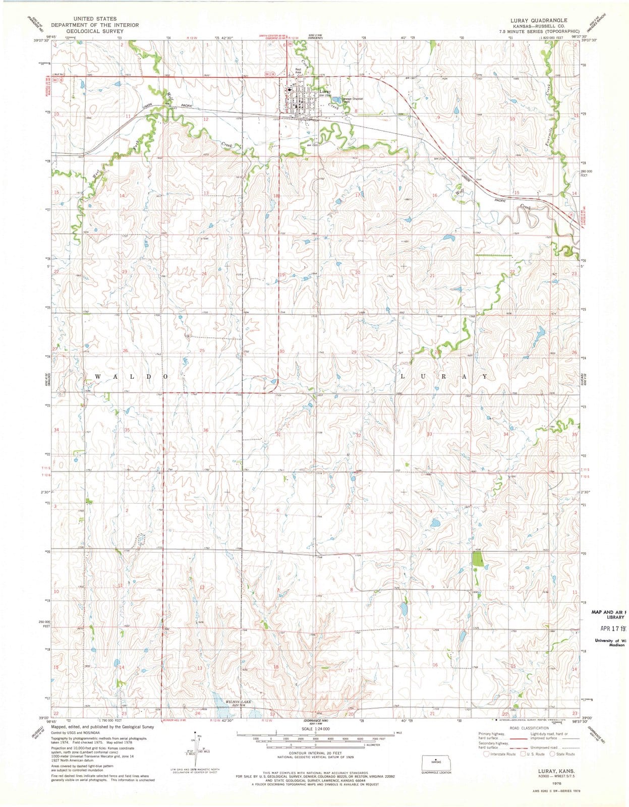 1978 Luray, KS - Kansas - USGS Topographic Map