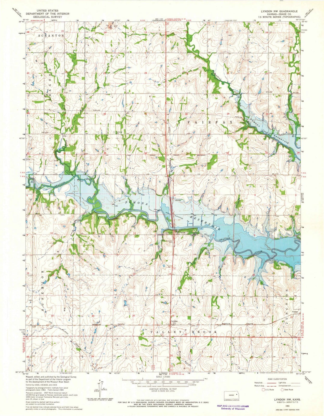 1965 Lyndon, KS - Kansas - USGS Topographic Map