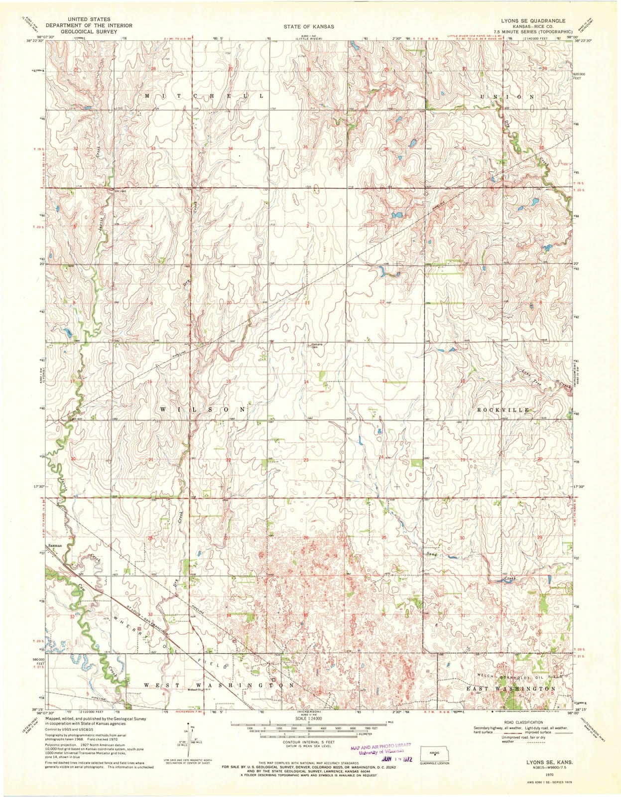 1970 Lyons, KS - Kansas - USGS Topographic Map v2