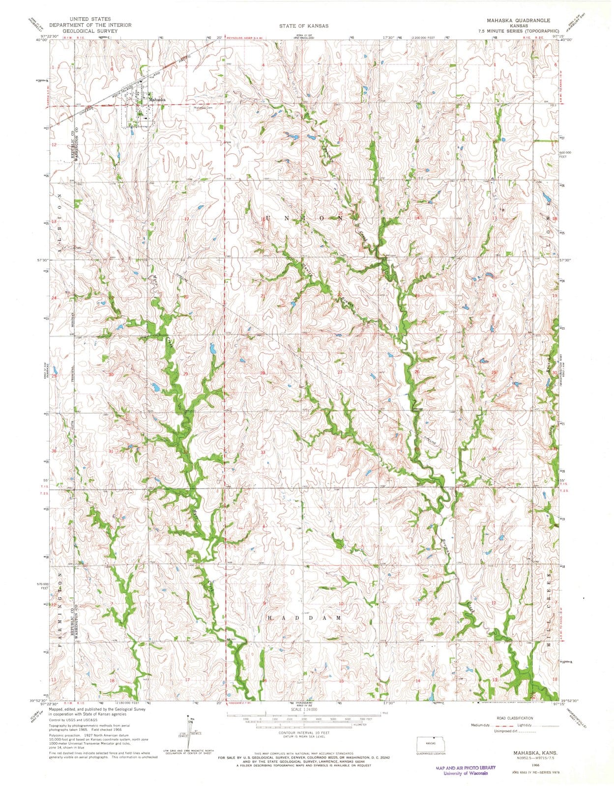 1966 Mahaska, KS - Kansas - USGS Topographic Map