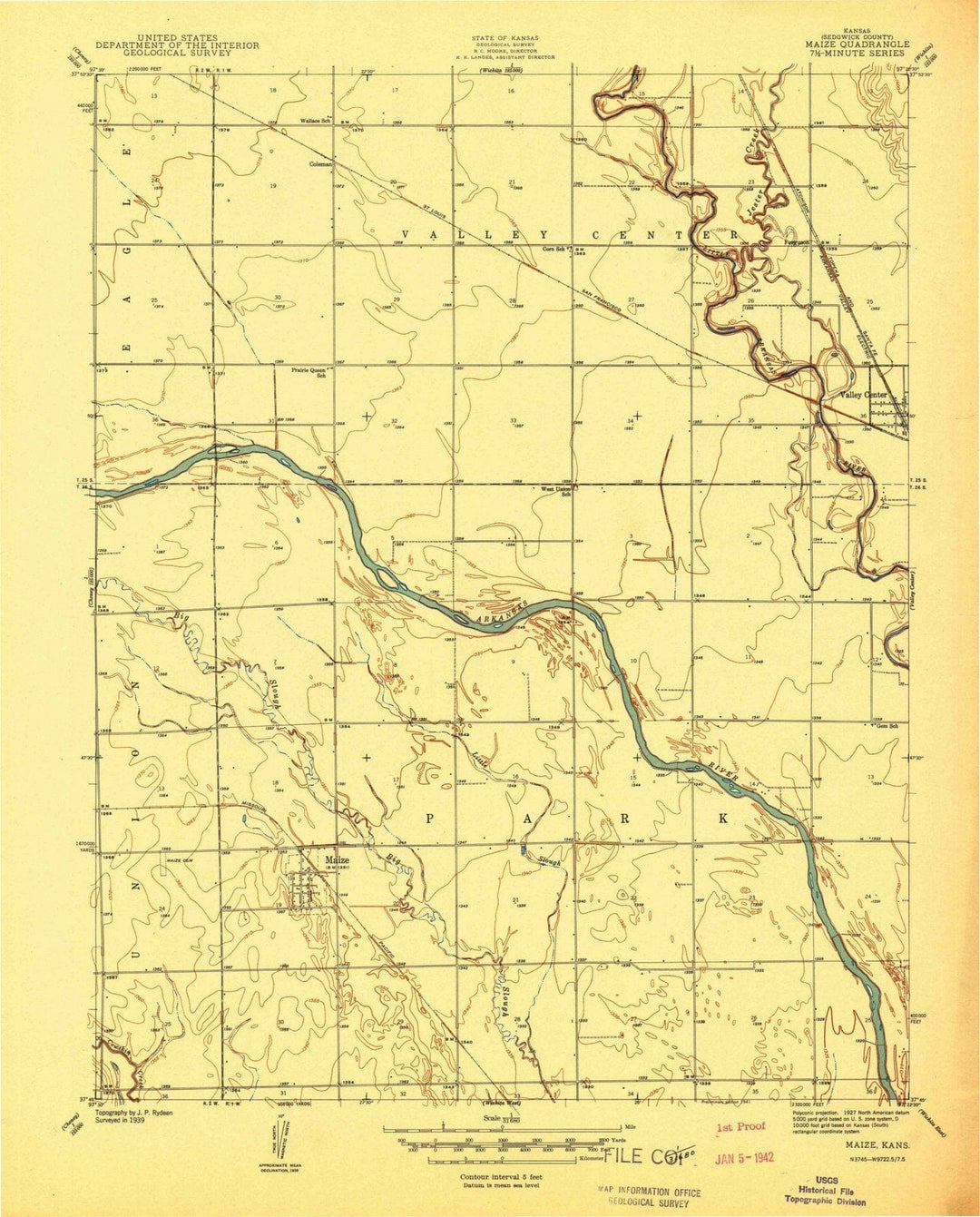 1941 Maize, KS - Kansas - USGS Topographic Map