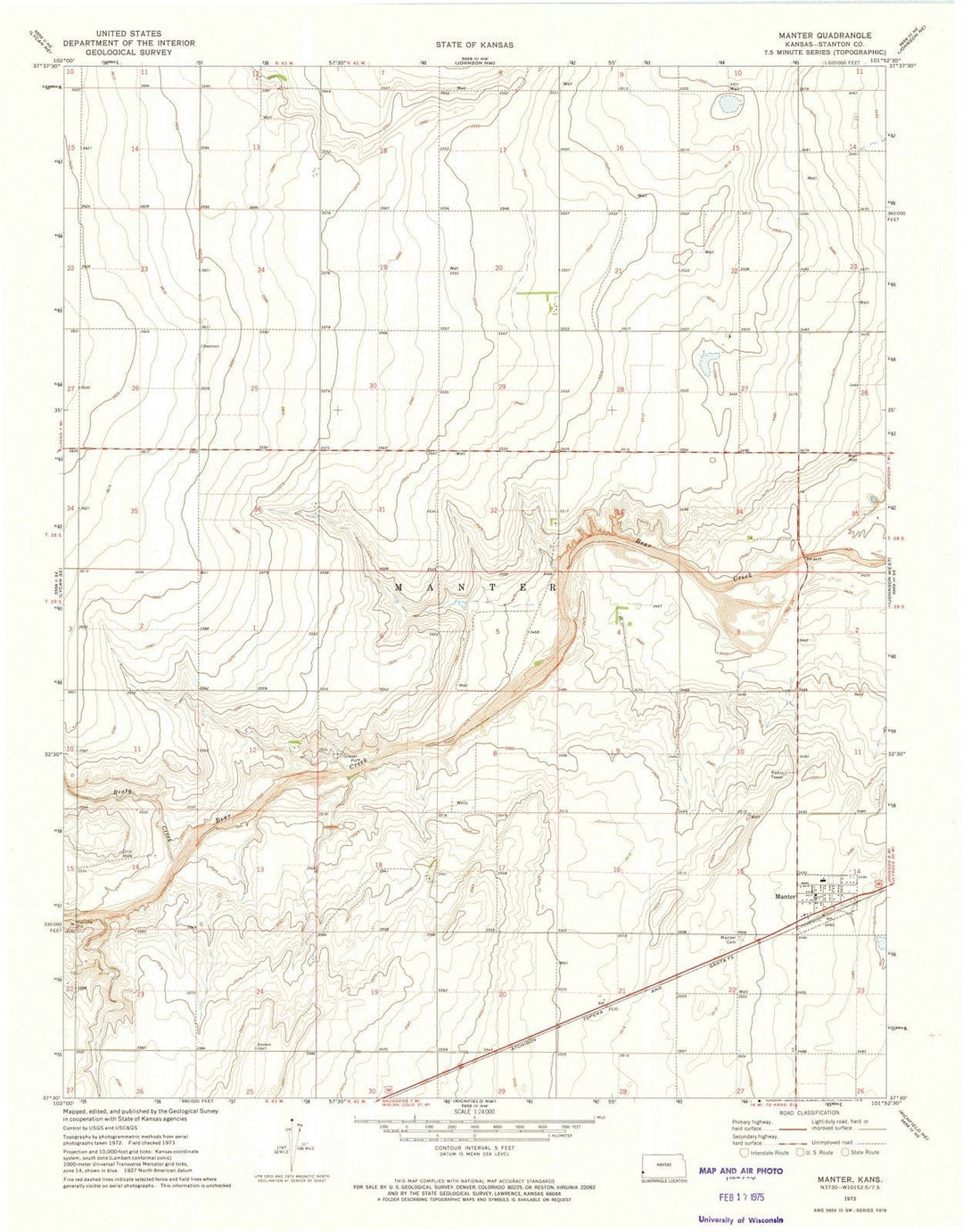 1973 Manter, KS - Kansas - USGS Topographic Map