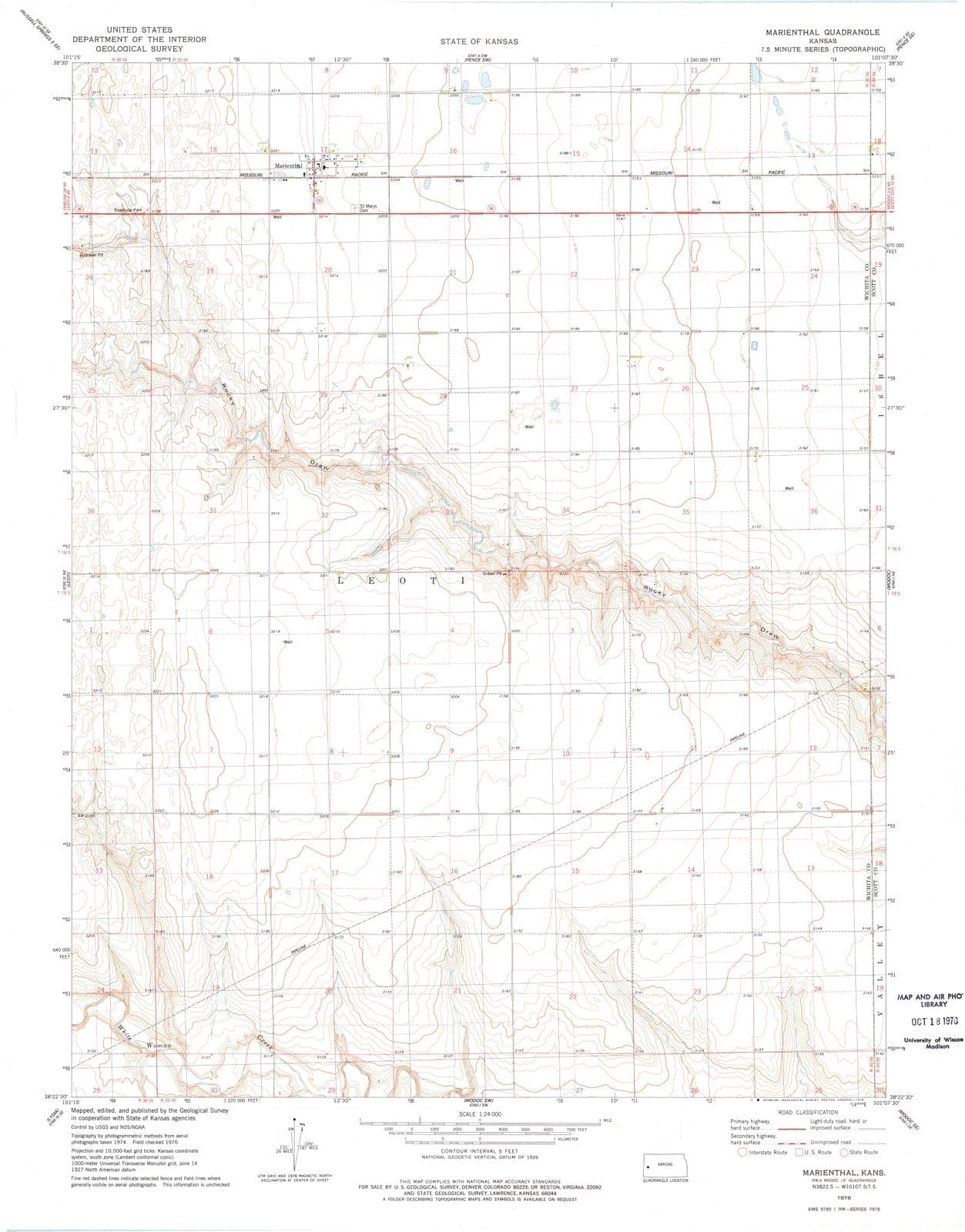 1976 Marienthal, KS - Kansas - USGS Topographic Map