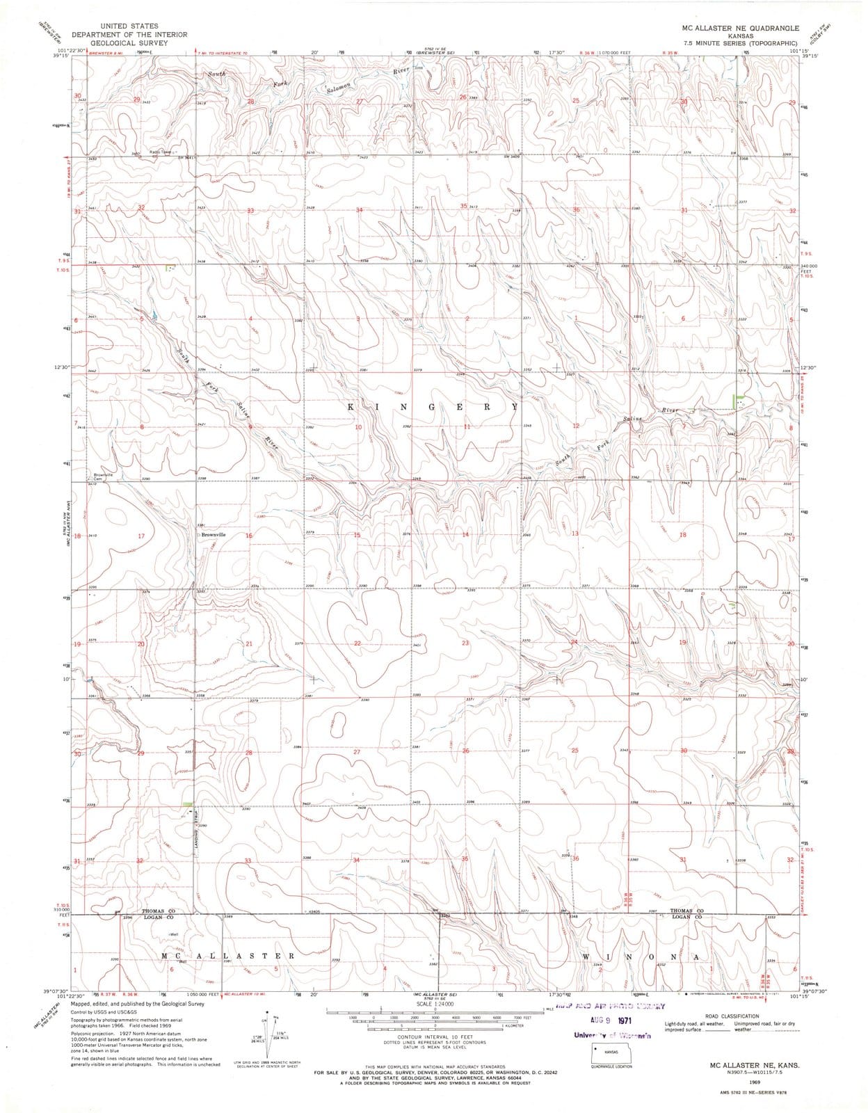 1969 Mc Allaster, KS - Kansas - USGS Topographic Map v2