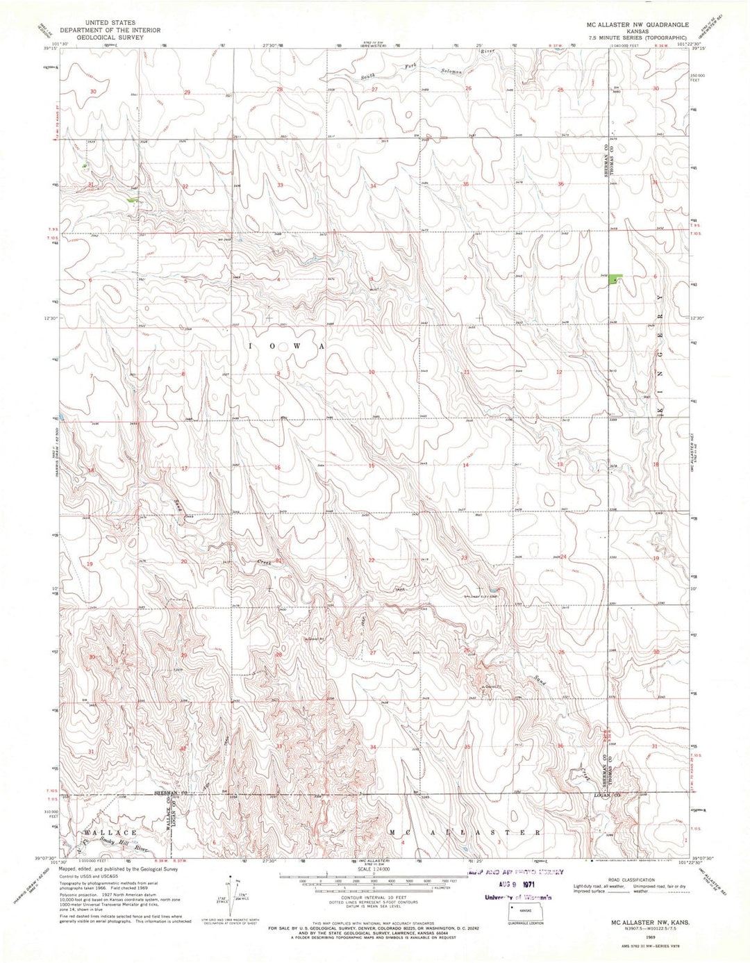 1969 Mc Allaster, KS - Kansas - USGS Topographic Map v3