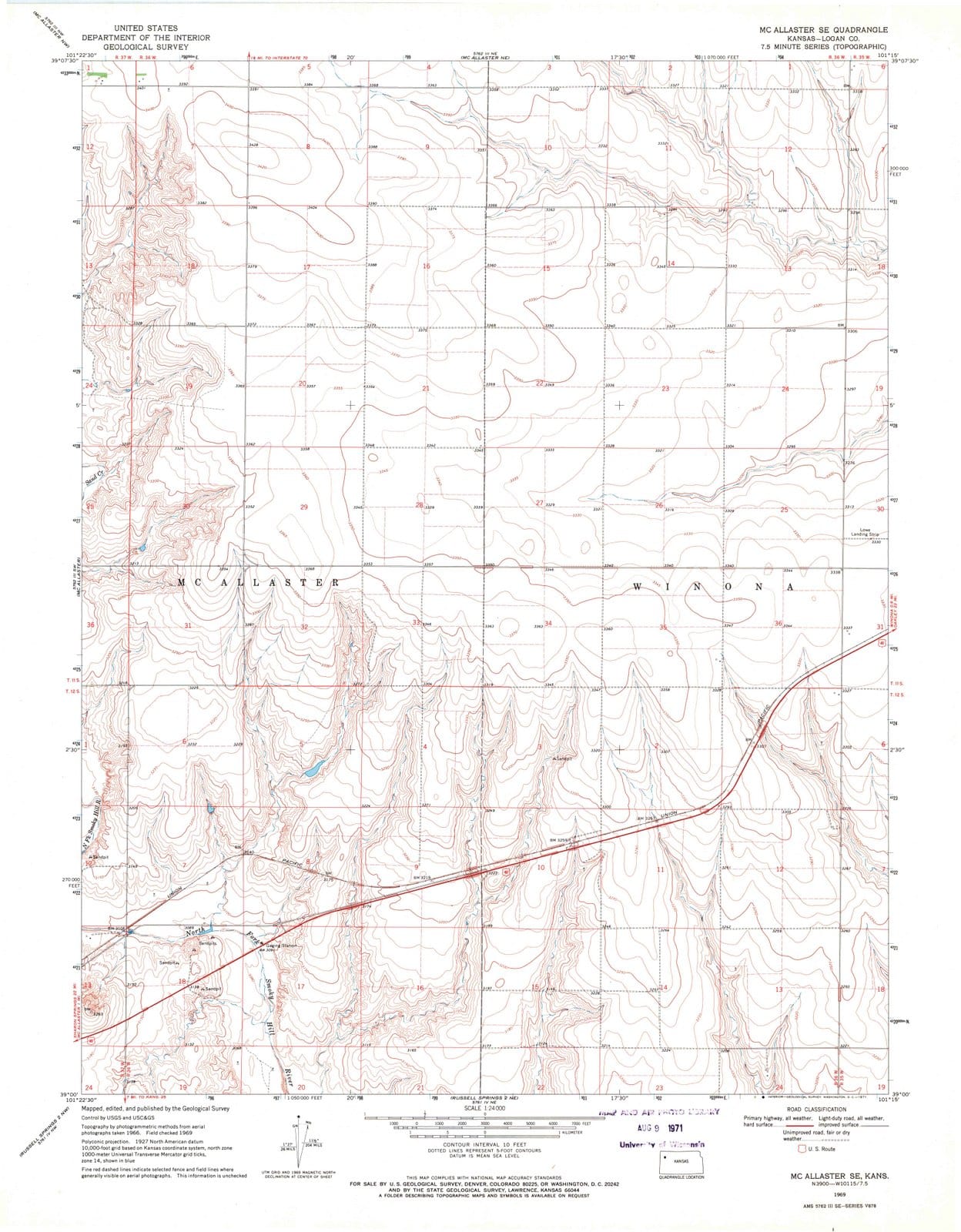 1969 Mc Allaster, KS - Kansas - USGS Topographic Map v4