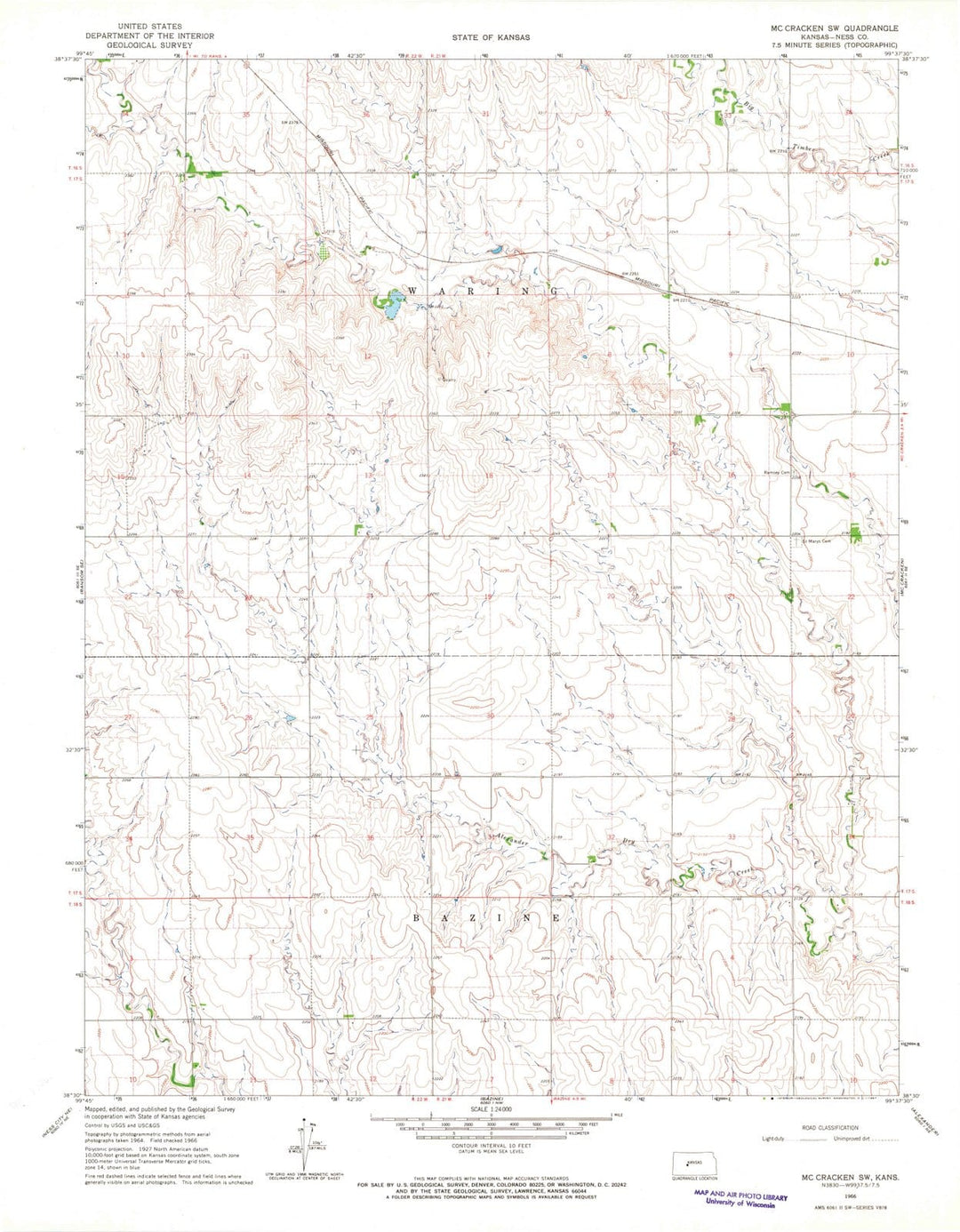 1966 Mc Cracken, KS - Kansas - USGS Topographic Map