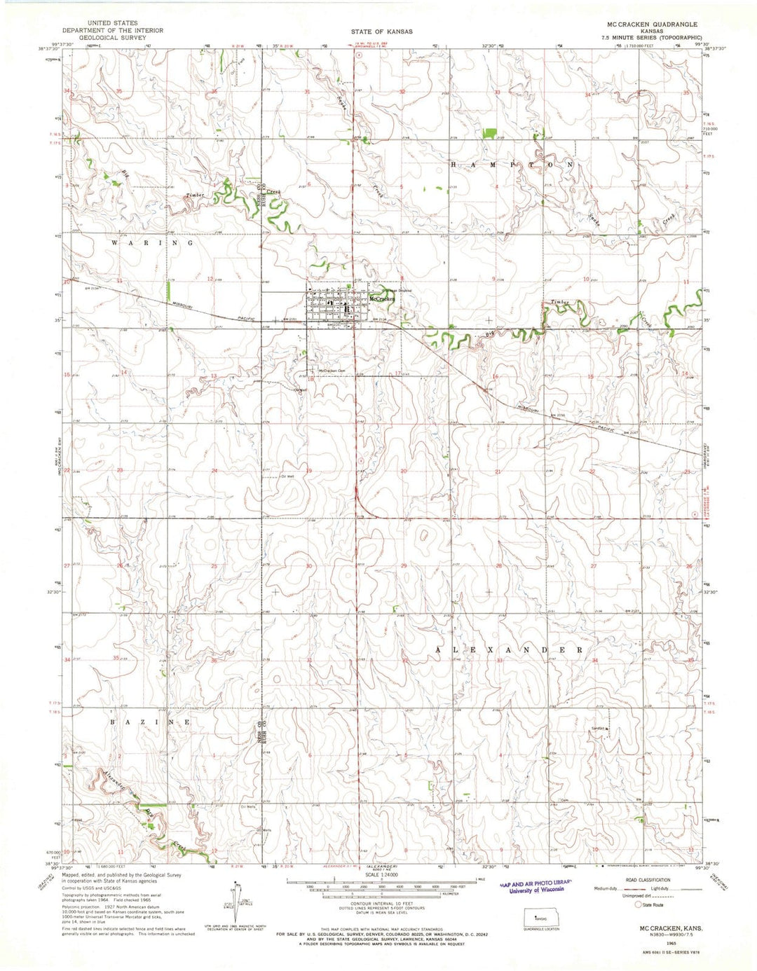 1965 Mc Cracken, KS - Kansas - USGS Topographic Map