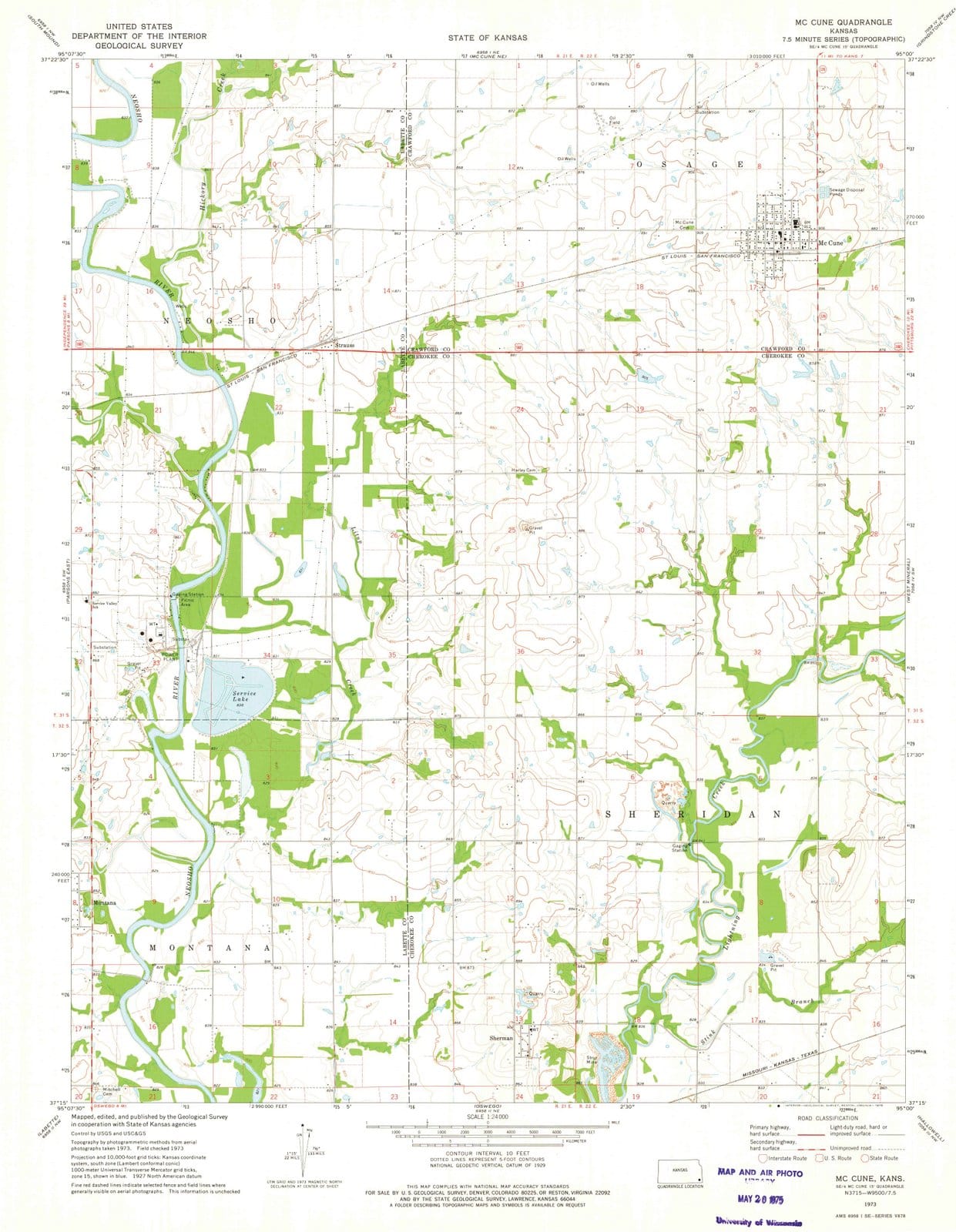 1973 Mc Cune, KS - Kansas - USGS Topographic Map v2