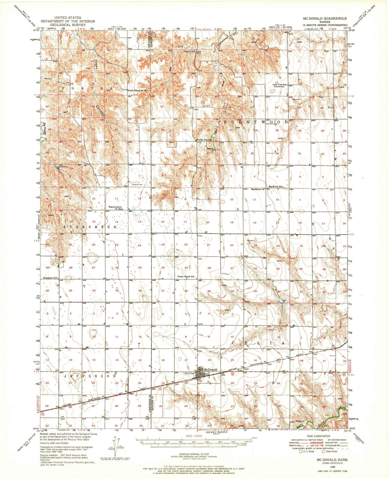 1950 Mconald, KS - Kansas - USGS Topographic Map