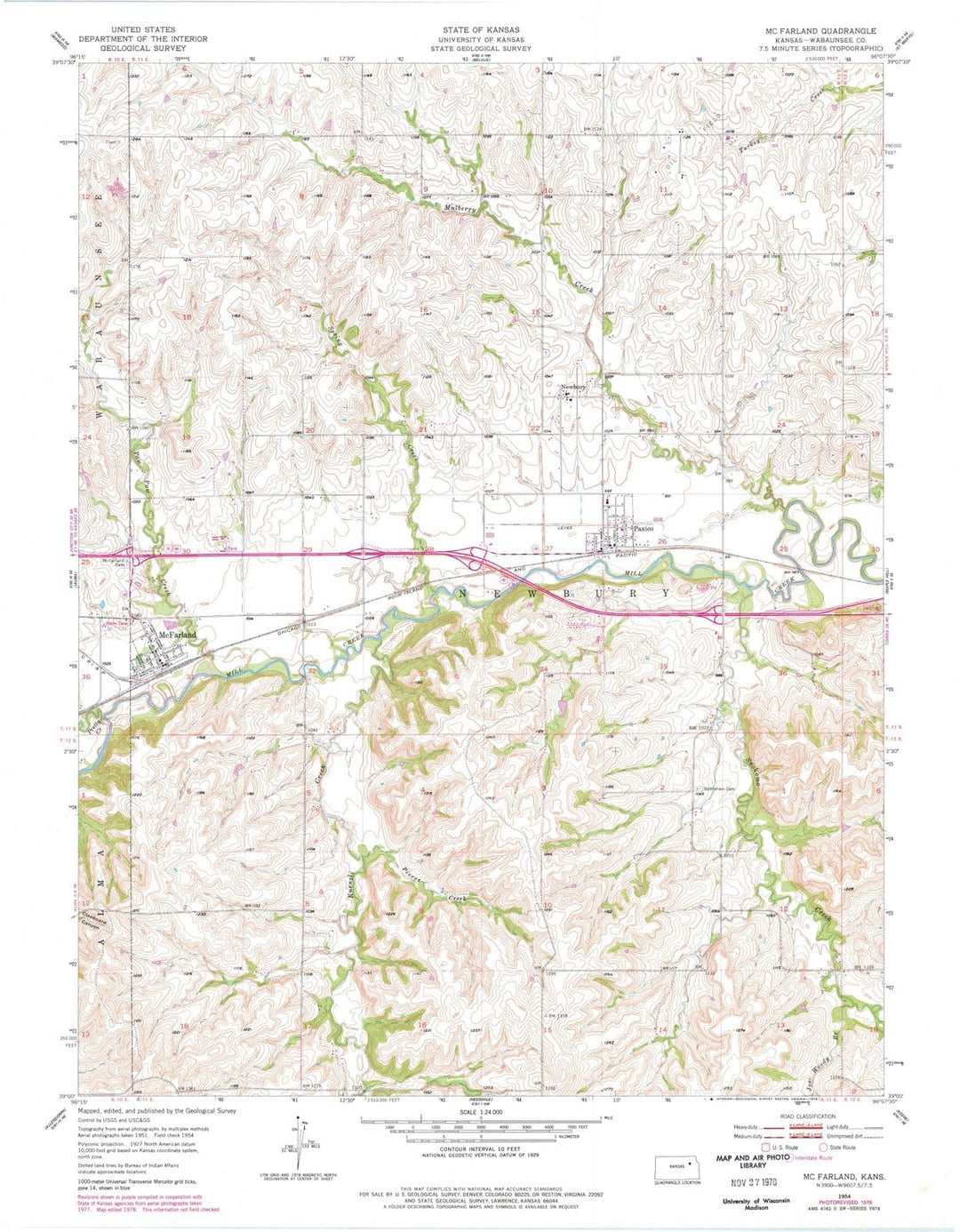 1954 Mc Farland, KS - Kansas - USGS Topographic Map