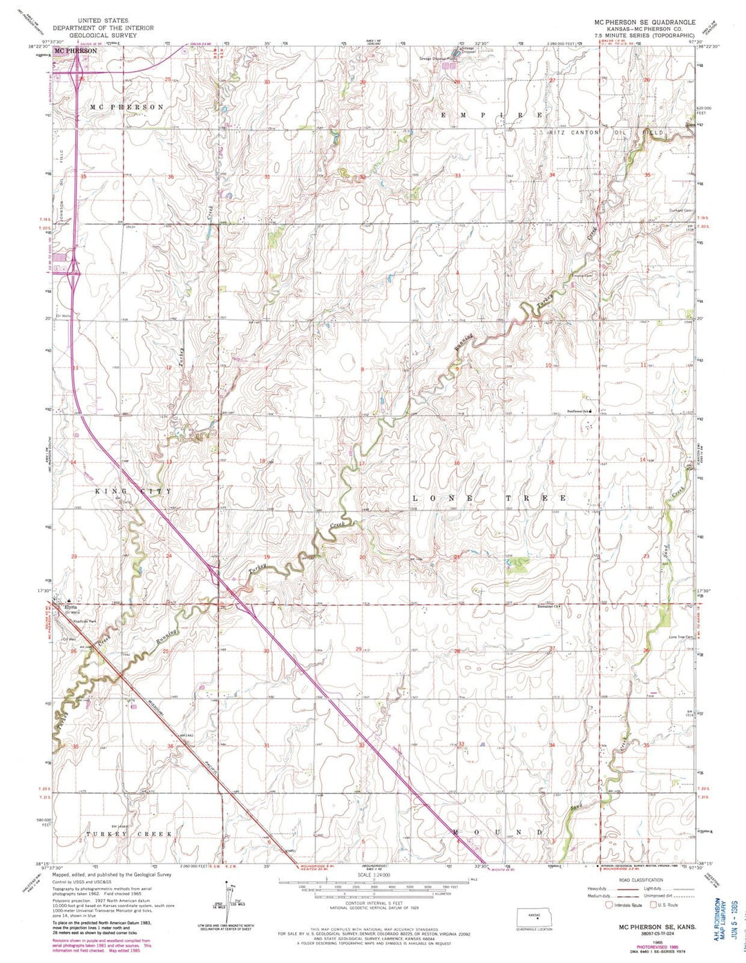 1965 Mc Pherson, KS - Kansas - USGS Topographic Map